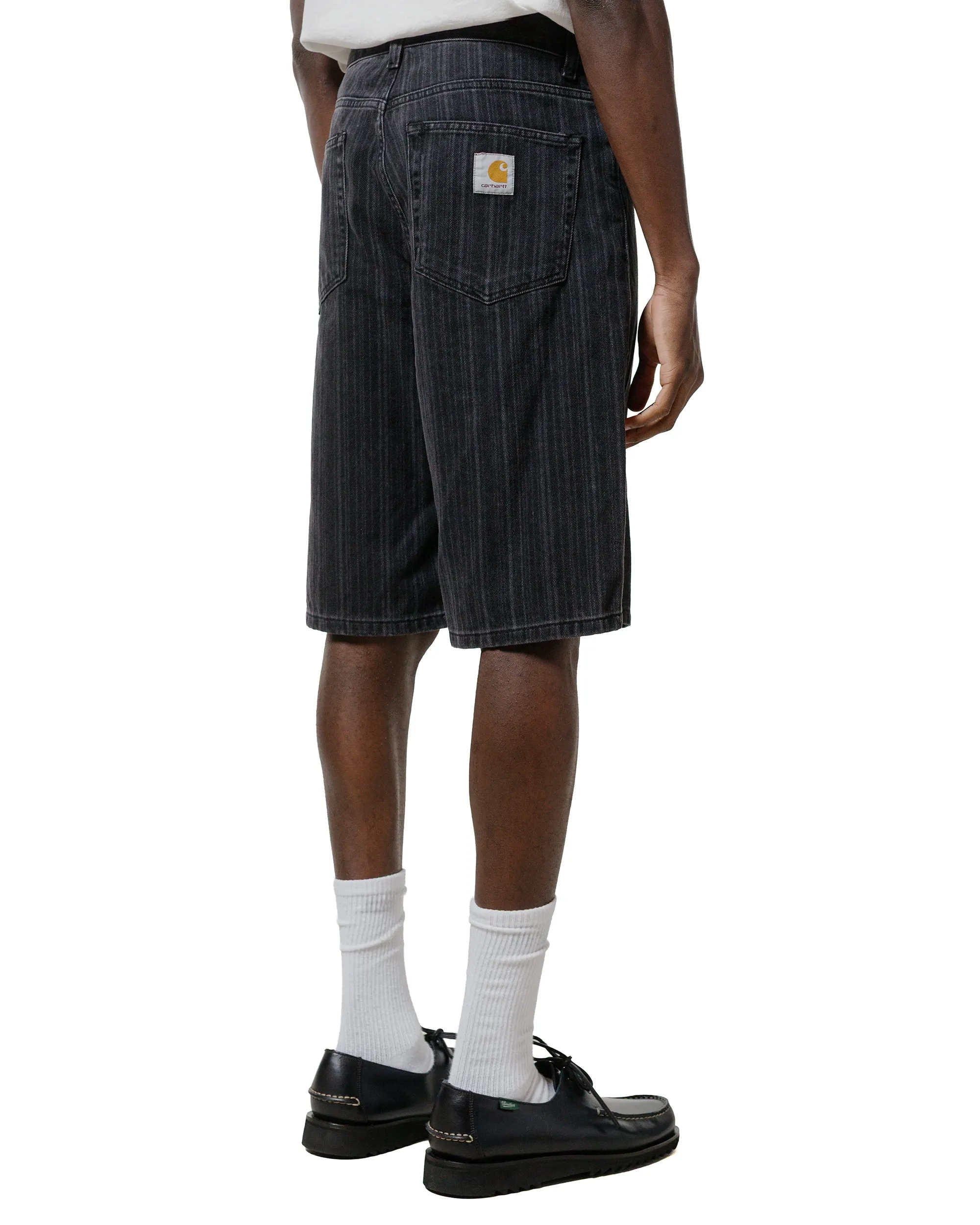 Carhartt W.I.P. Rylan Stripe Short Black Stone Washed V - Neck Feature