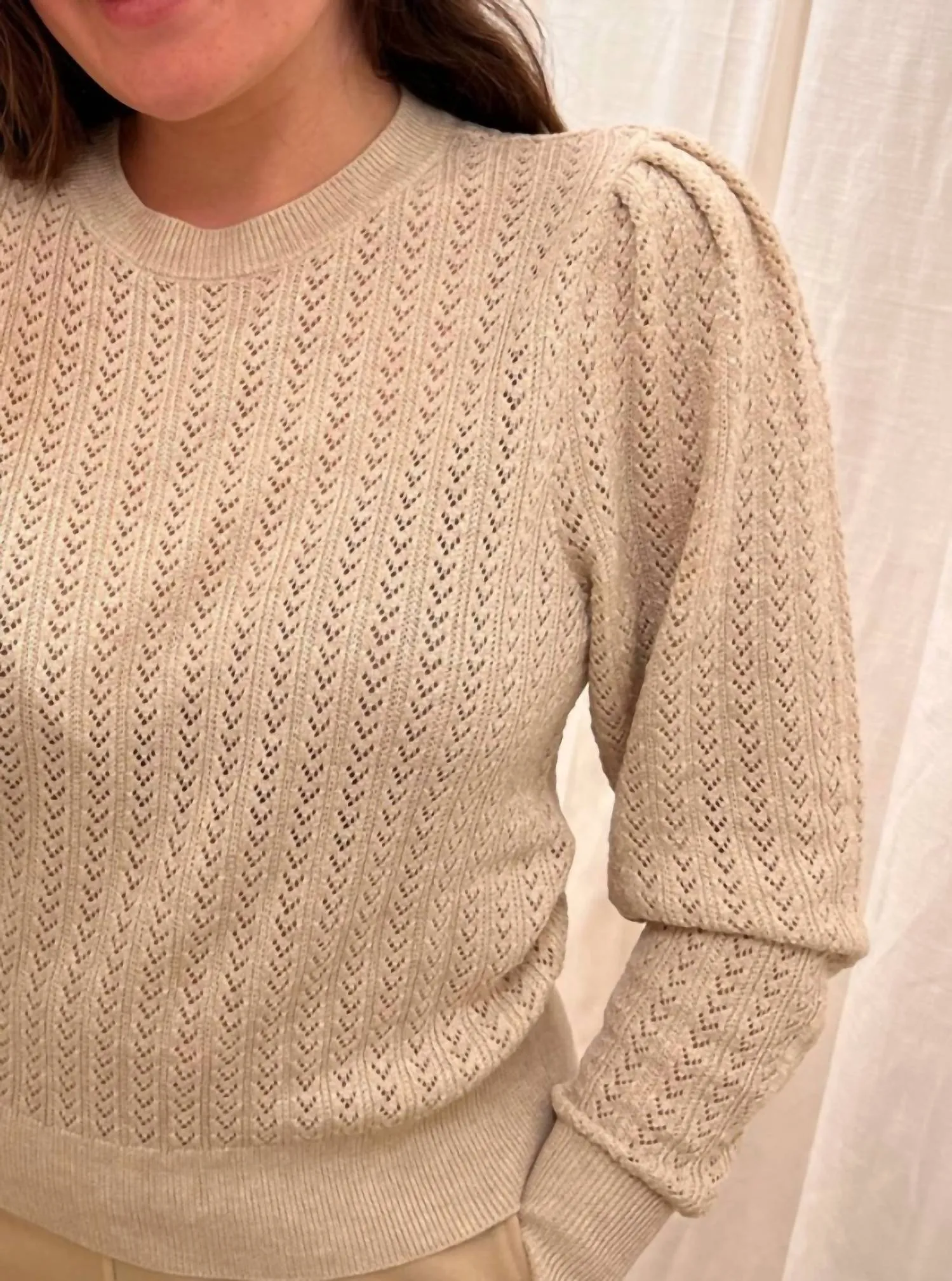 Pull métallique à manches ballon Sienna en perle