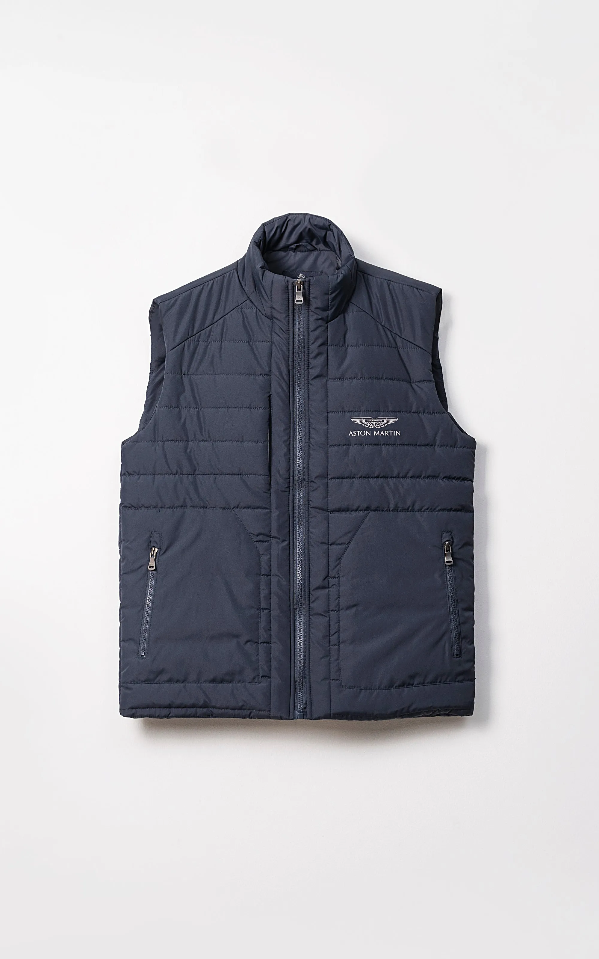 Insulated Material Comfortable Foot Support System Design Signature  Sleeveless Jacket Navy