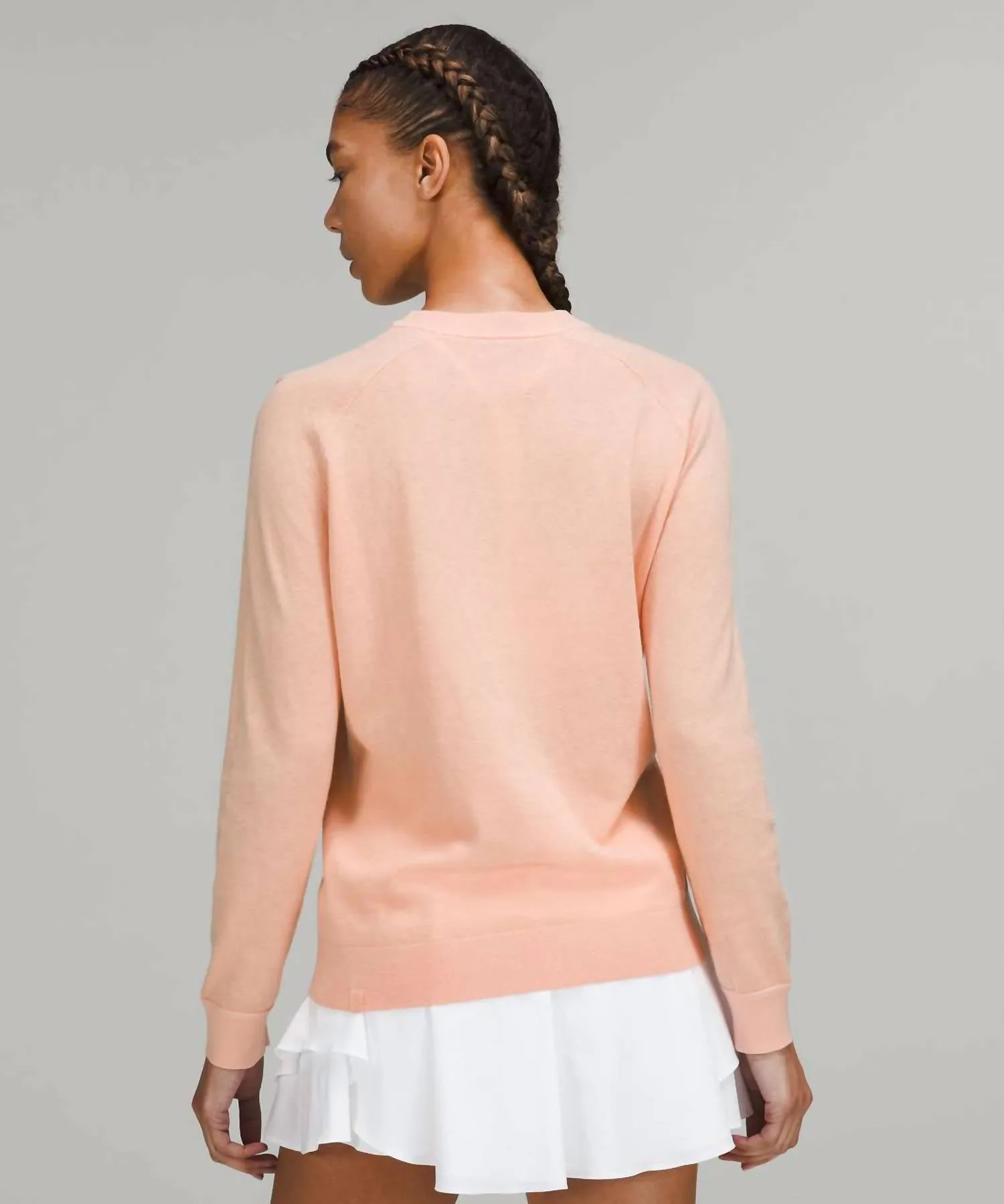 Pullover en mélange de soie en satin pêche