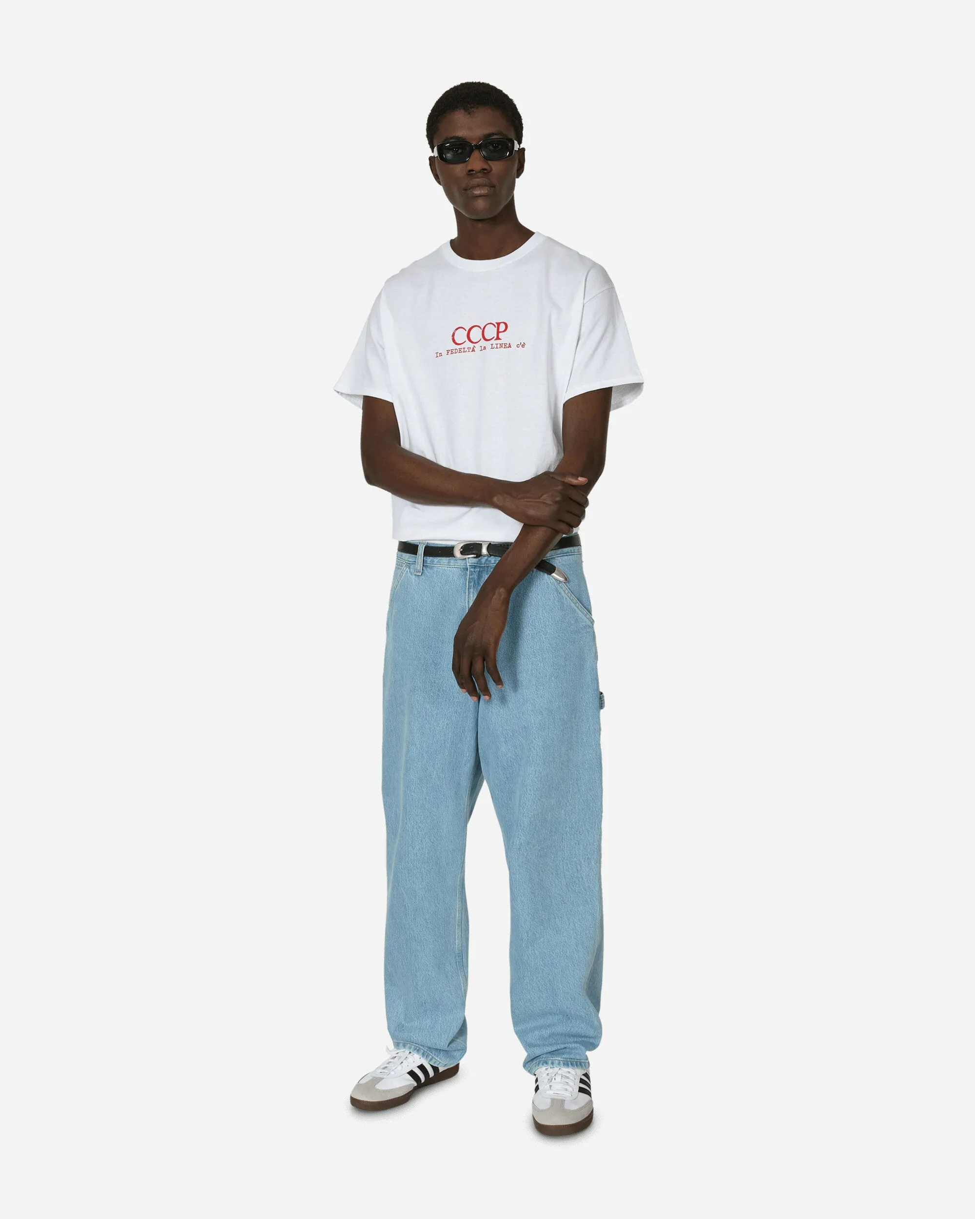 Single Knee Pants Blue (Heavy Stone Bleached) Comfortable Tattoo Technique