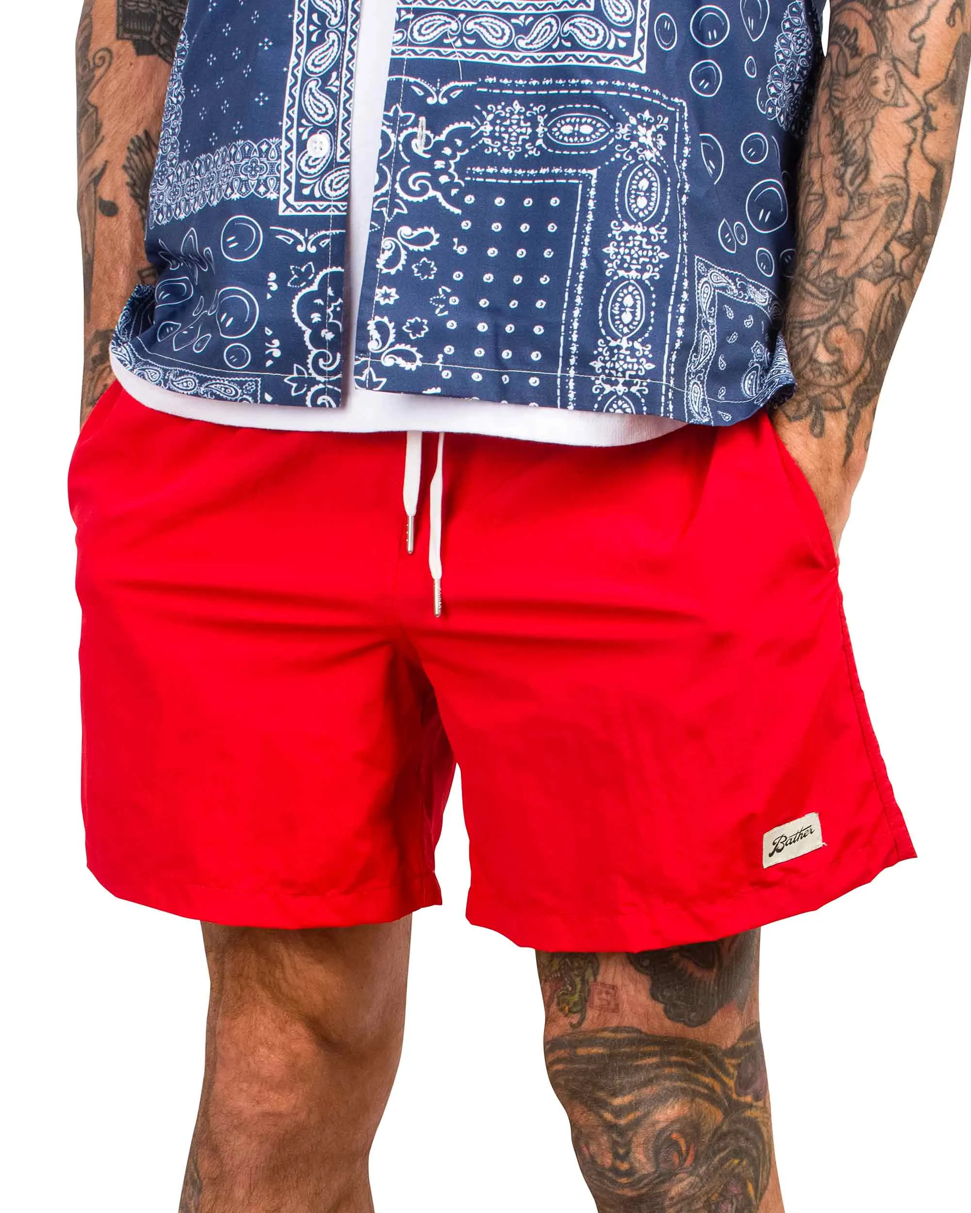 Comfort And Versatile Bather Solid Red Swim Trunk