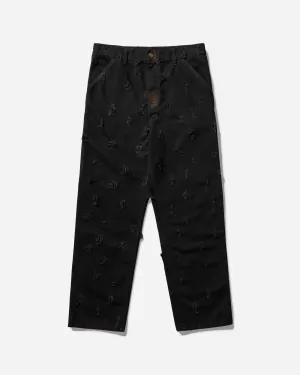 Blind Stitched Fringe Detail Slam Jam Single Knee Pants Black