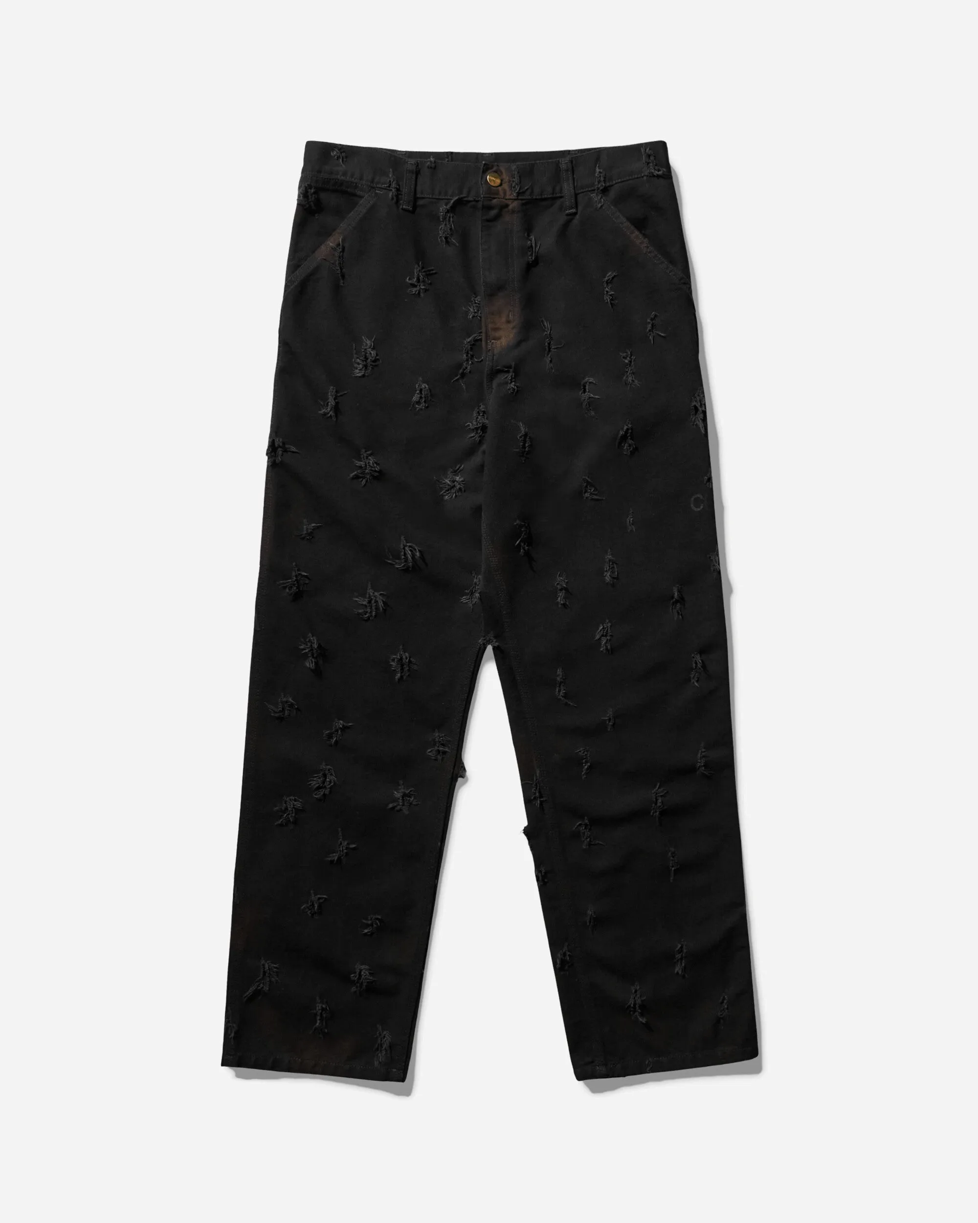 Blind Stitched Fringe Detail Slam Jam Single Knee Pants Black