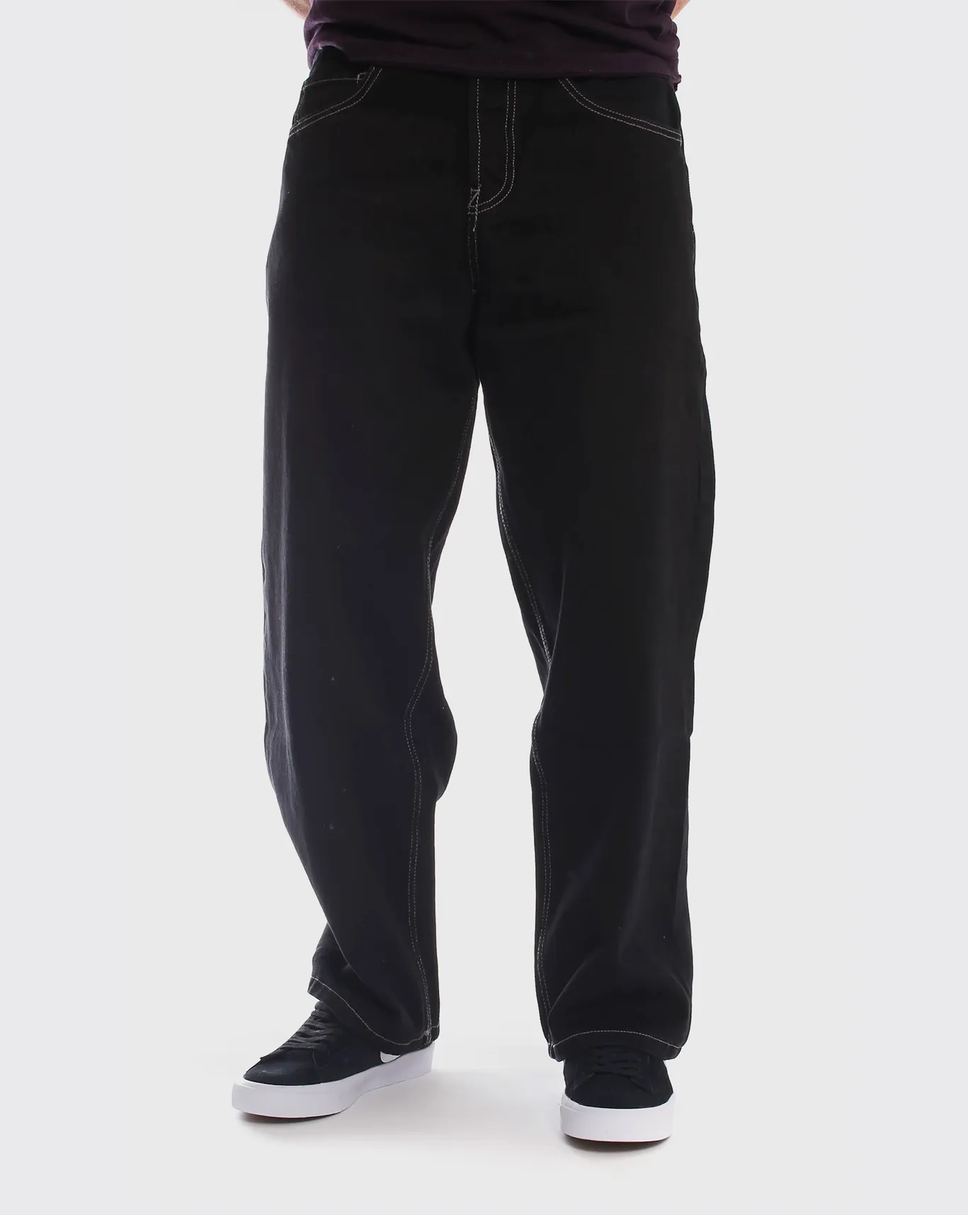 Dc Baggy Worker Denim - Black Ankle Support Mock Neck Design