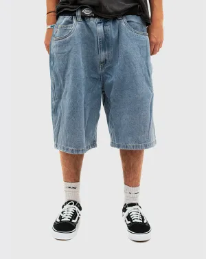 S-Double Print Denim Short - Light Blue Appliques Anti-Stretch