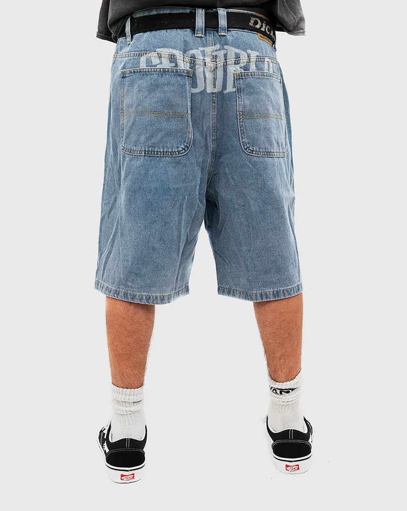 Comfortable Elastic Elastic Elastic Hip S-Double Print Denim Short - Light Blue