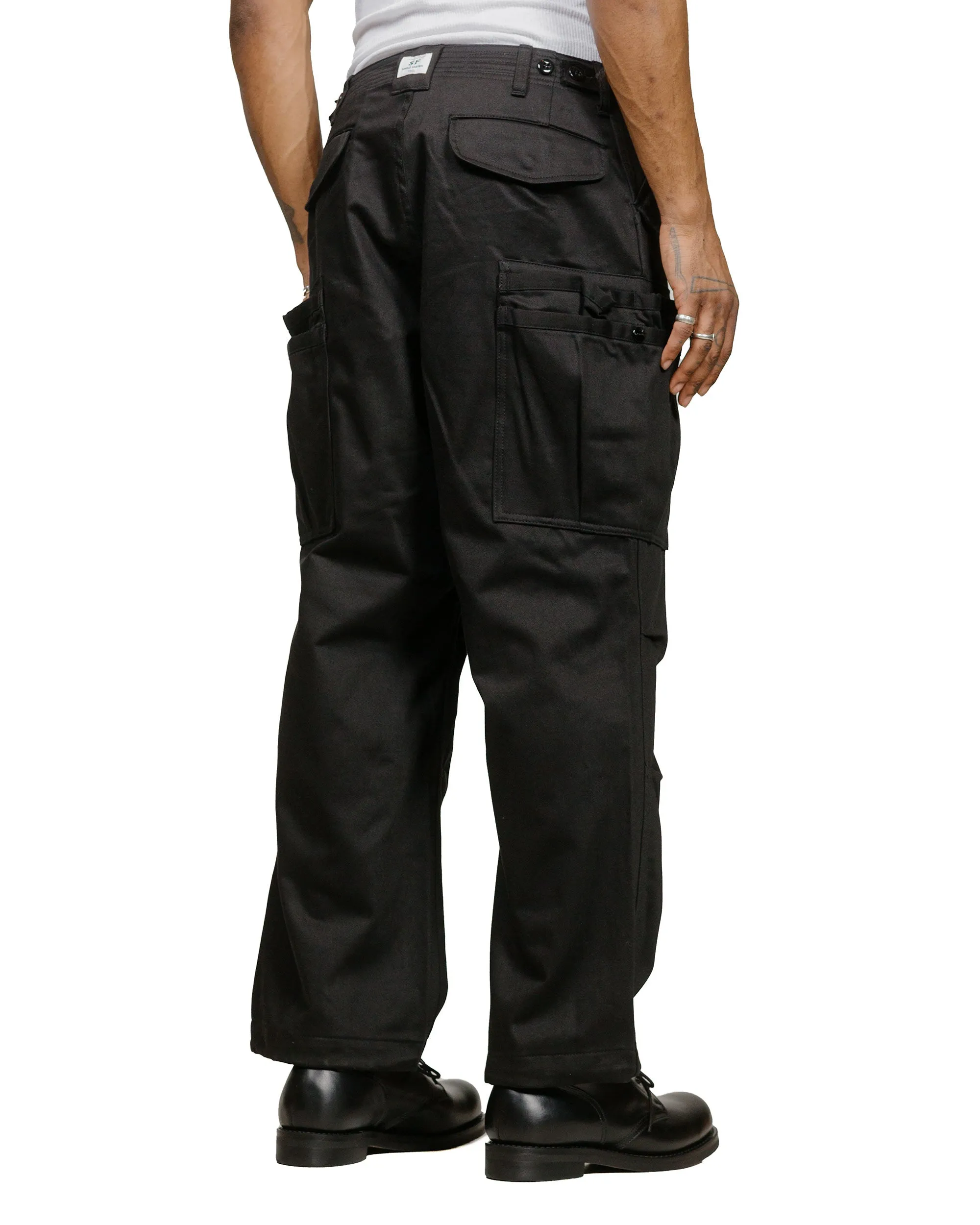 Sassafras Overgrown Pants Military Satin Black Cape Style