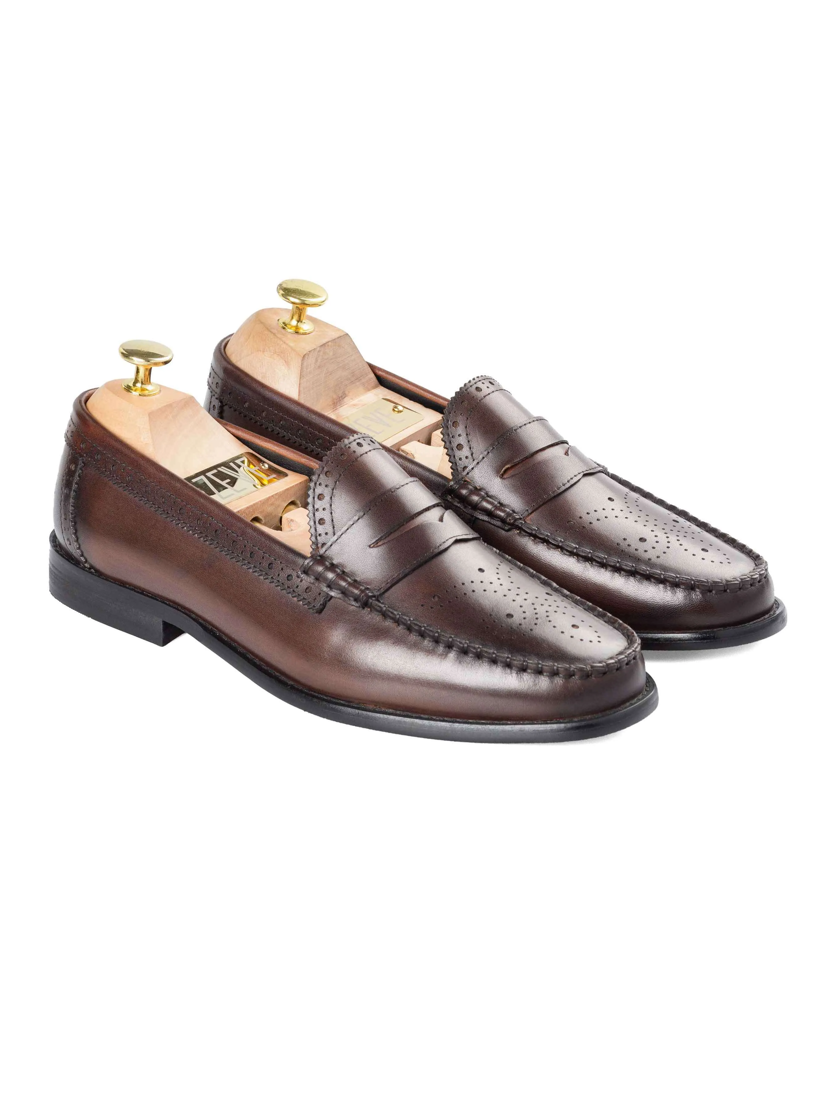 Camping Brogue Penny Loafer - Coffee