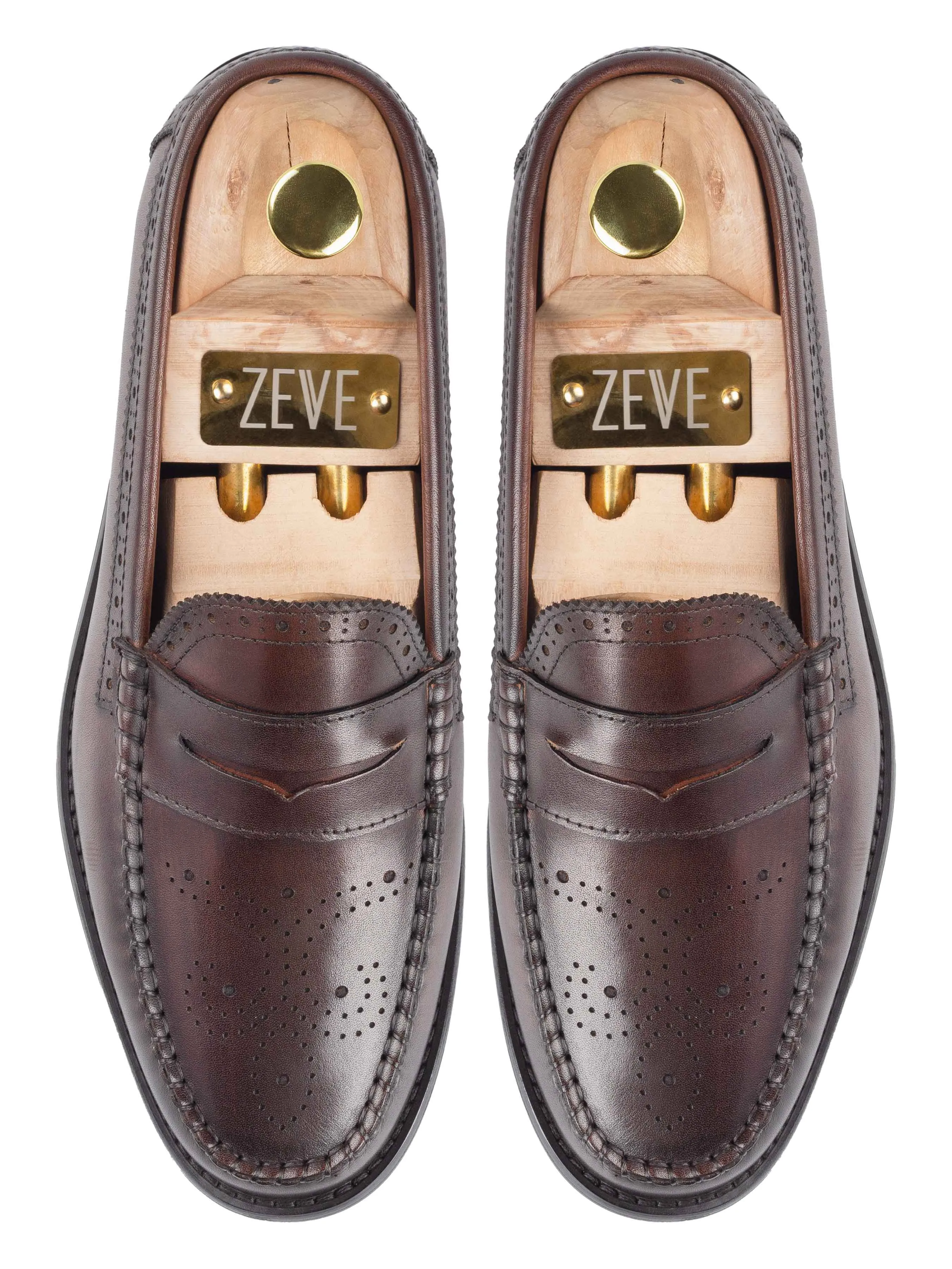 Brogue Penny Loafer - Coffee Textile Upper Comfortable PVC-HI