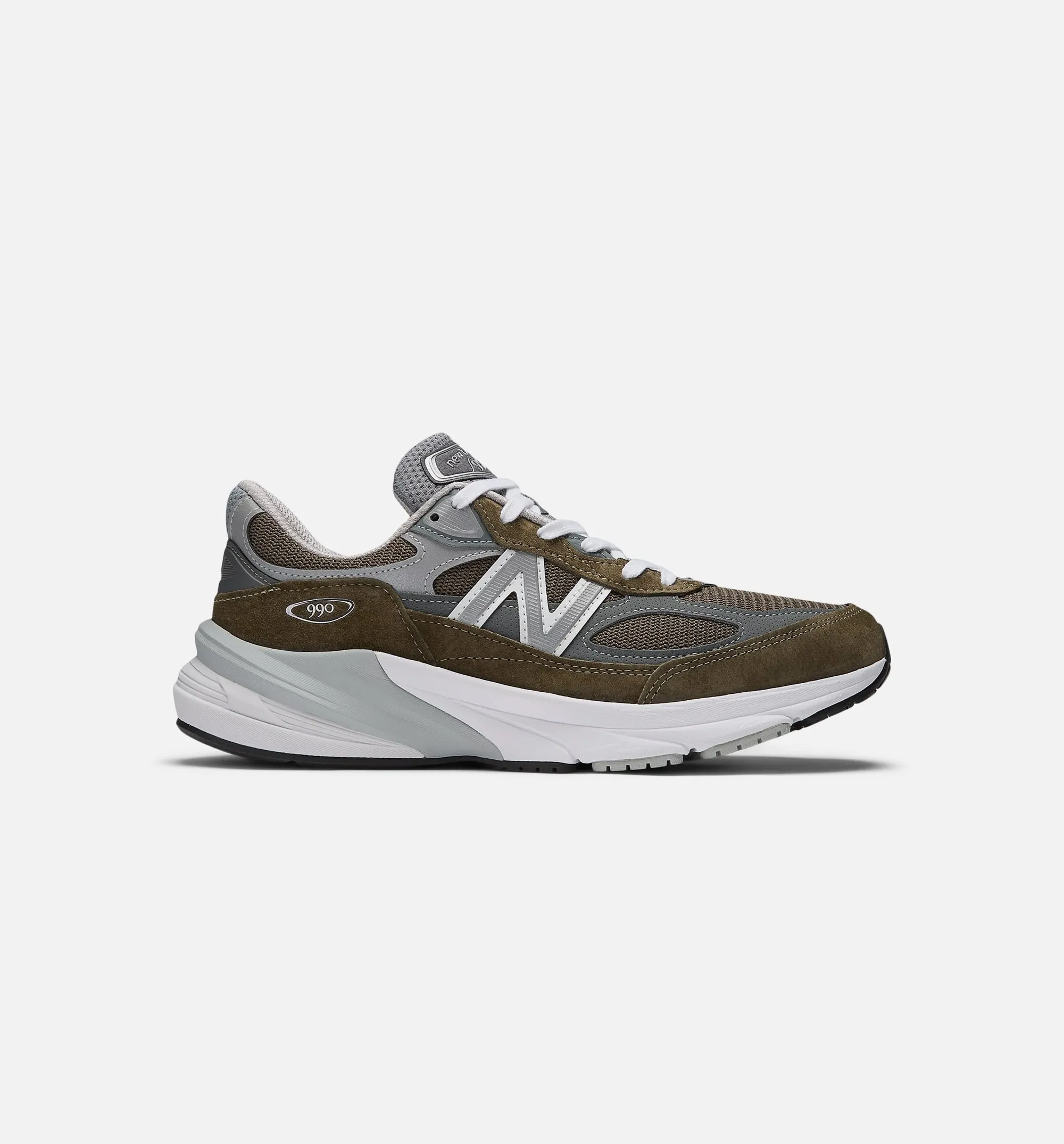 990 V6 Made In Usa Olive Mens Lifestyle Shoe - Olive/Grey Laminated Mesh Construction