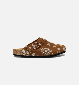 Two Tone Paisley Clog Mens Sandal - Mocha/White Comfort Padding Level Padded Collar Edge Detail