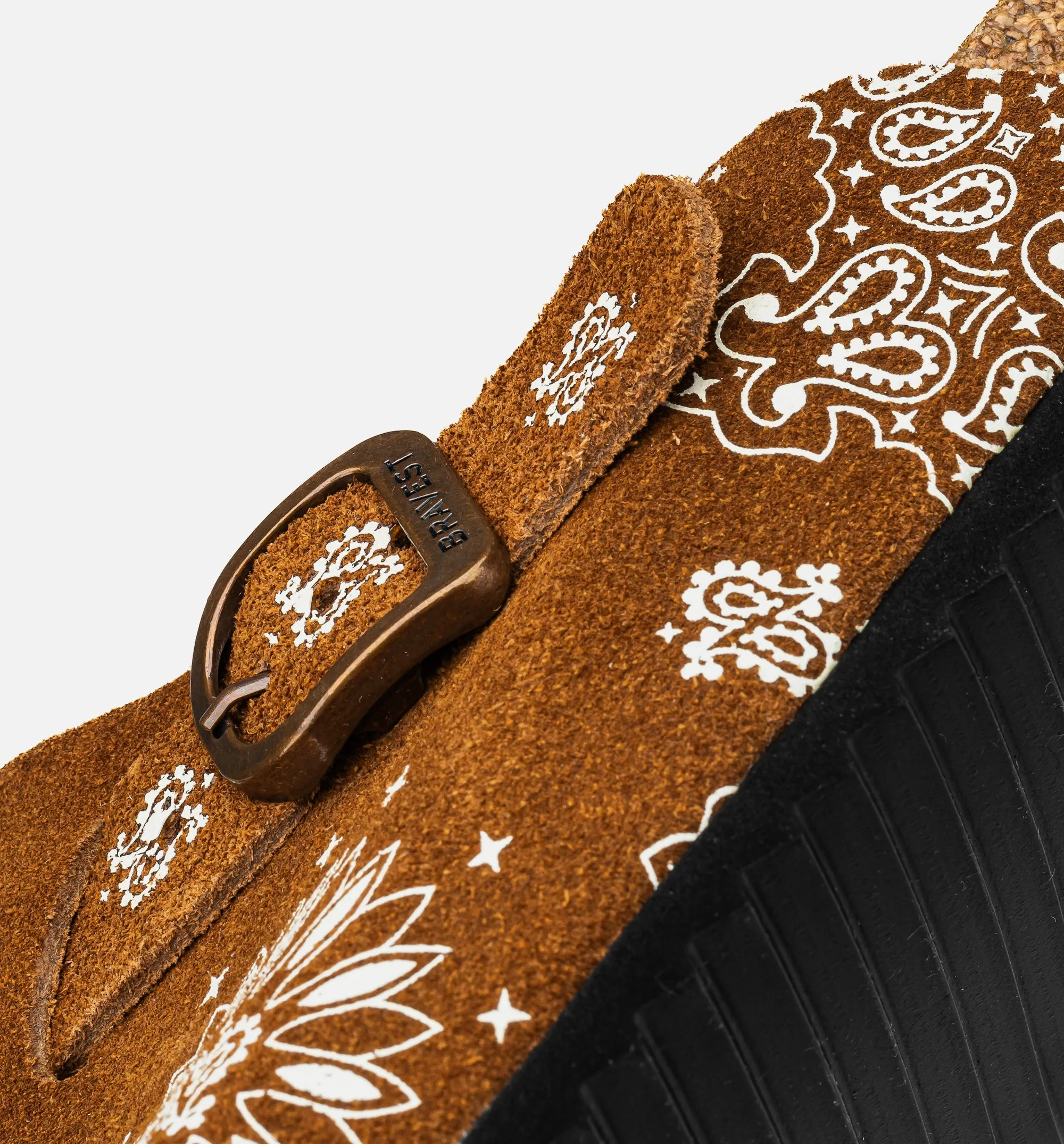 Two Tone Paisley Clog Mens Sandal - Mocha/White Condition Toe Strap