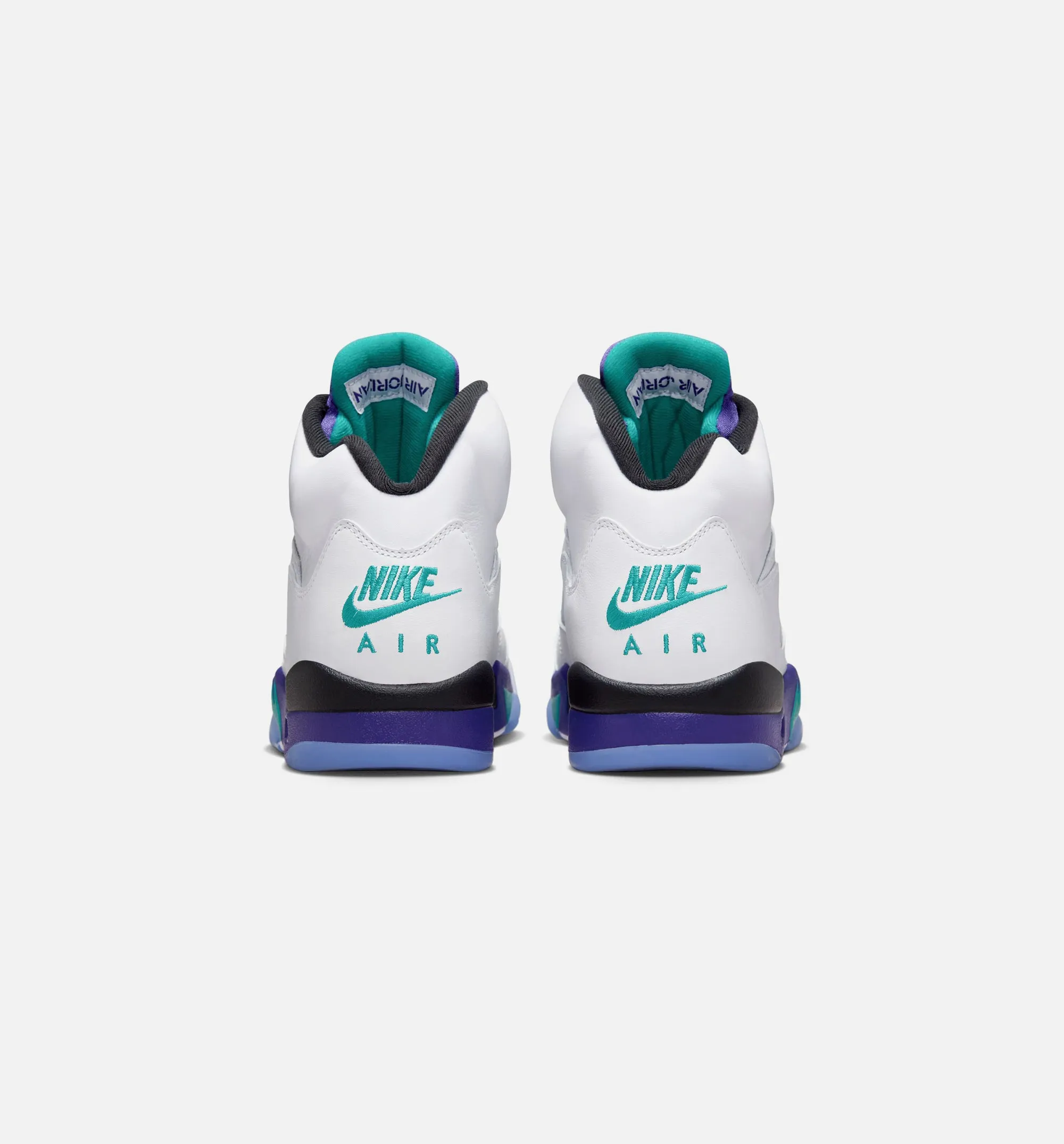 Air Jordan 5 Retro Grape Mens Lifestyle Shoe - White/New Emerald/Grape Ice/Black Multi Surface Socks Ankle Strap Heel
