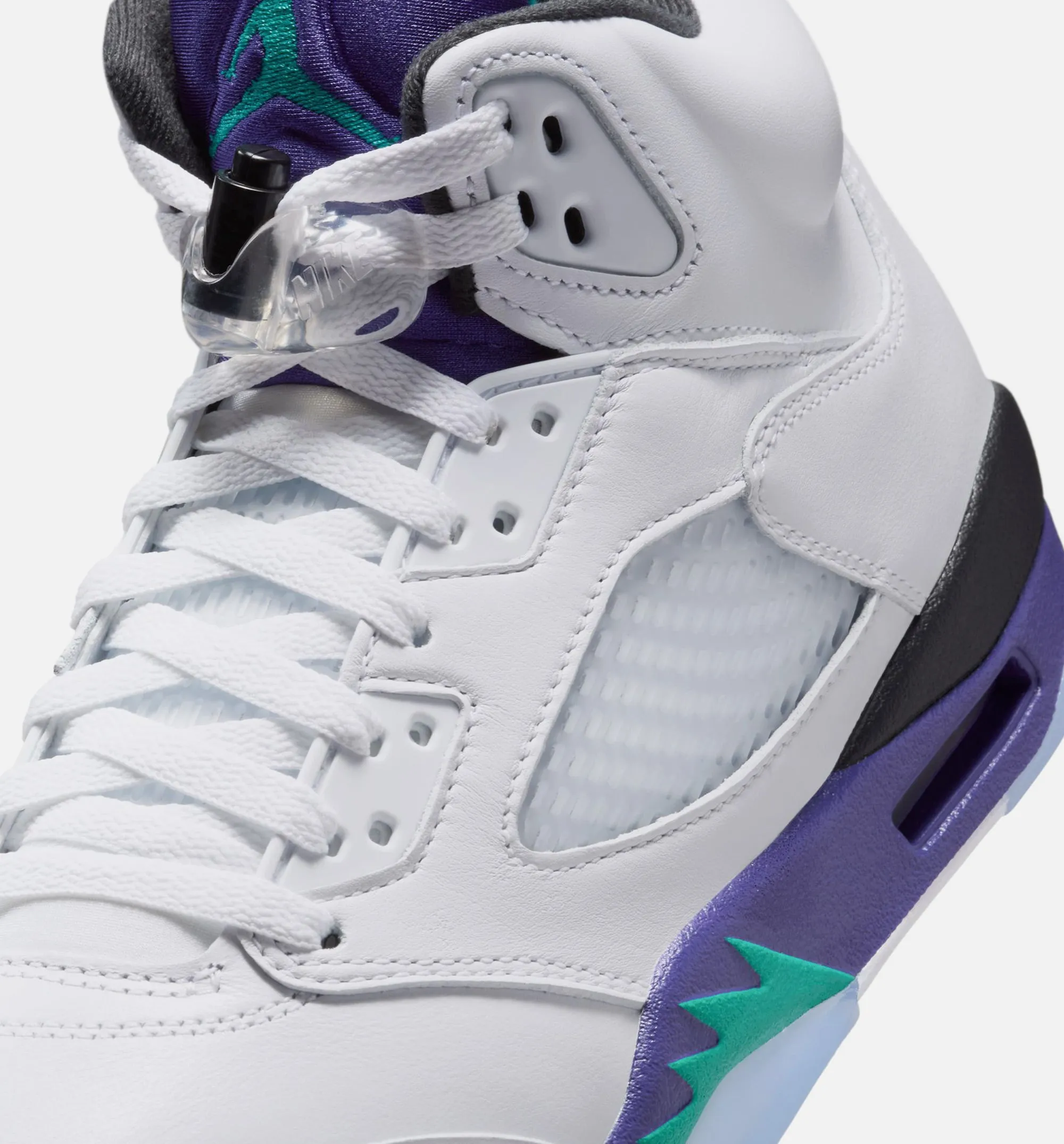 Supportive Midsole Air Jordan 5 Retro Grape Mens Lifestyle Shoe - White/New Emerald/Grape Ice/Black