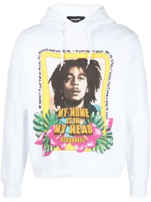Sweat à capuche en coton avec slogan imprimé