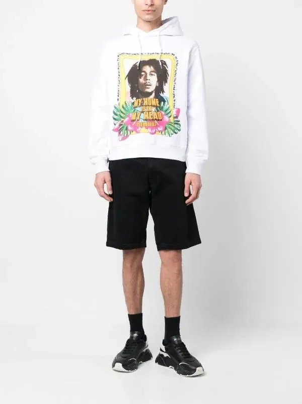 Sweat à capuche en coton avec slogan imprimé
