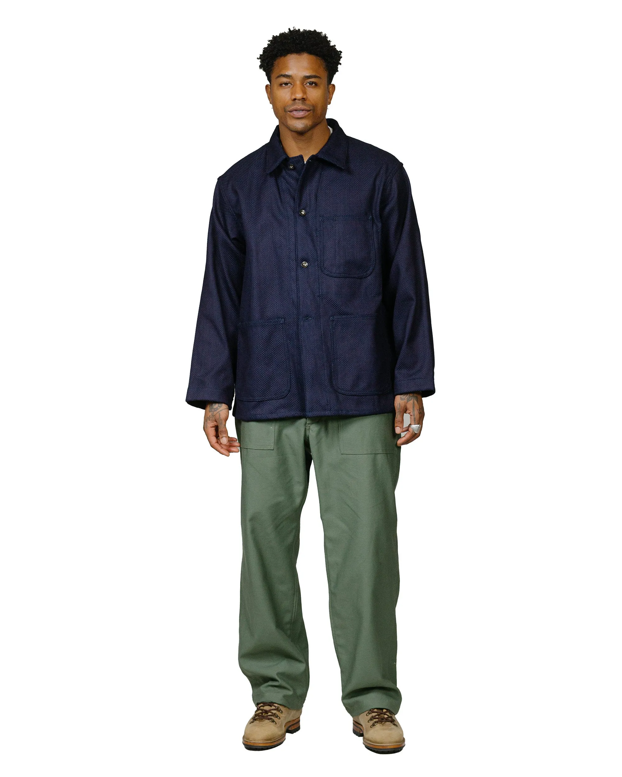 Comfortable Tree Laser-Cut Waist Engineered Garments Workaday Fatigue Pant Olive Cotton Reverse Sateen