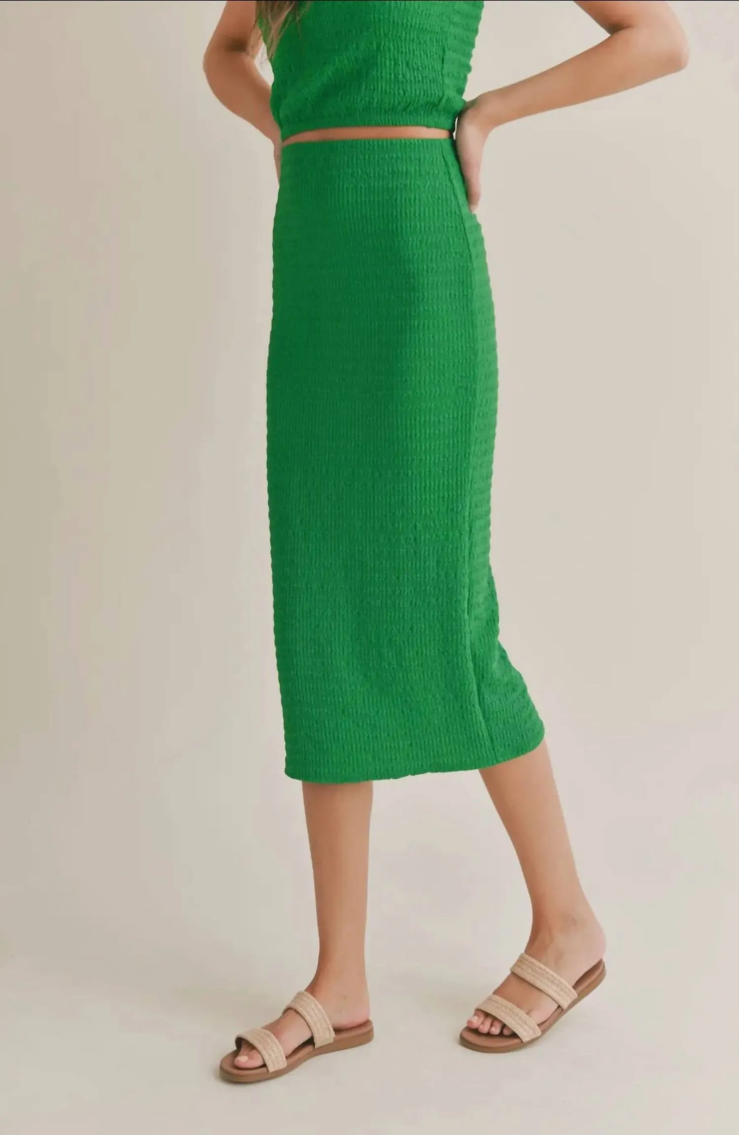 Jupe mi-longue So Fresh en vert Kelly
