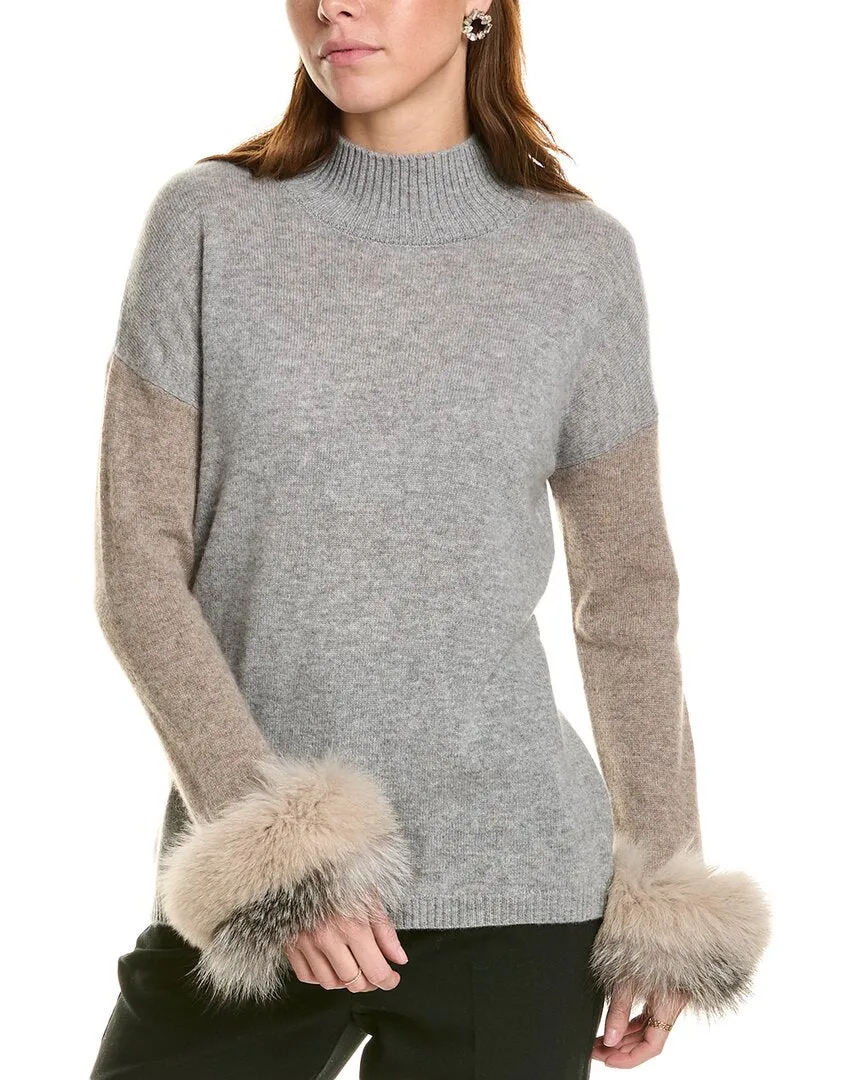 Pull en cachemire sofiacashmere à col montant et panneaux de couleur
