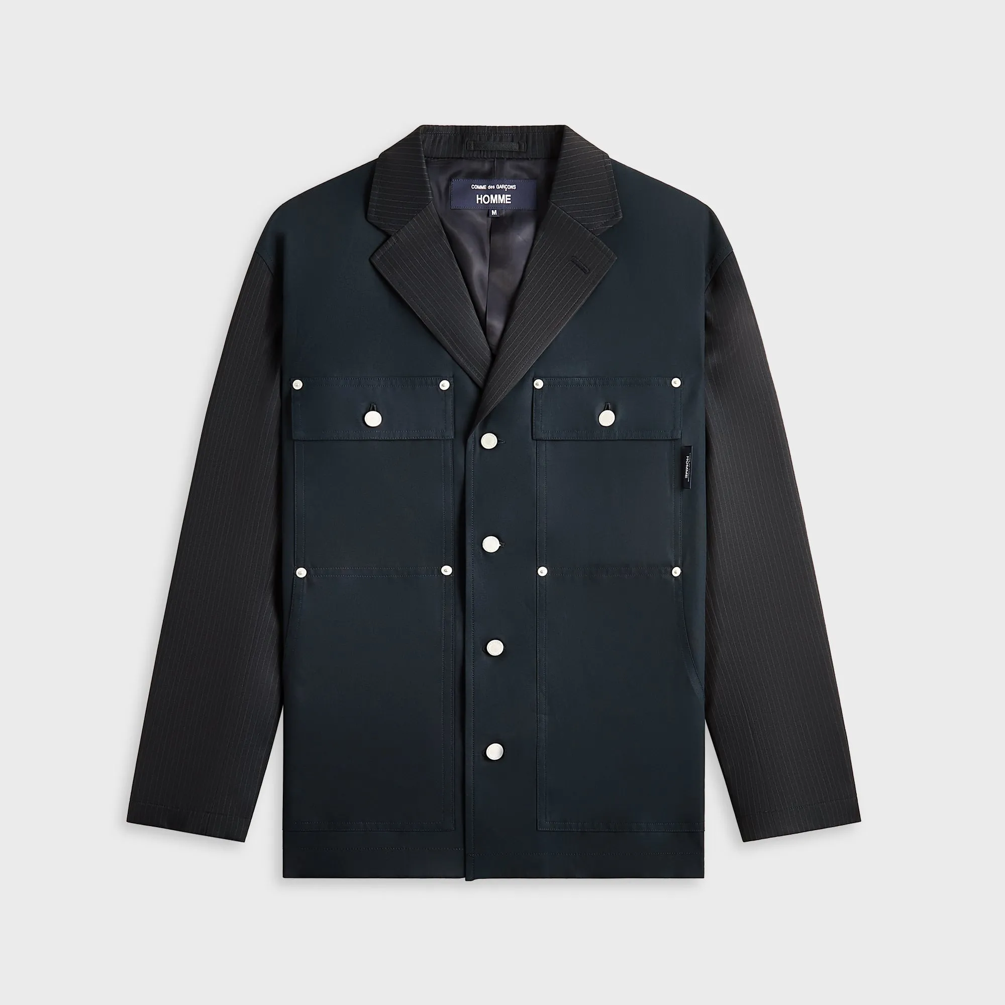 Breathable Flannel Cdg Homme Jacket - Navy / Grey