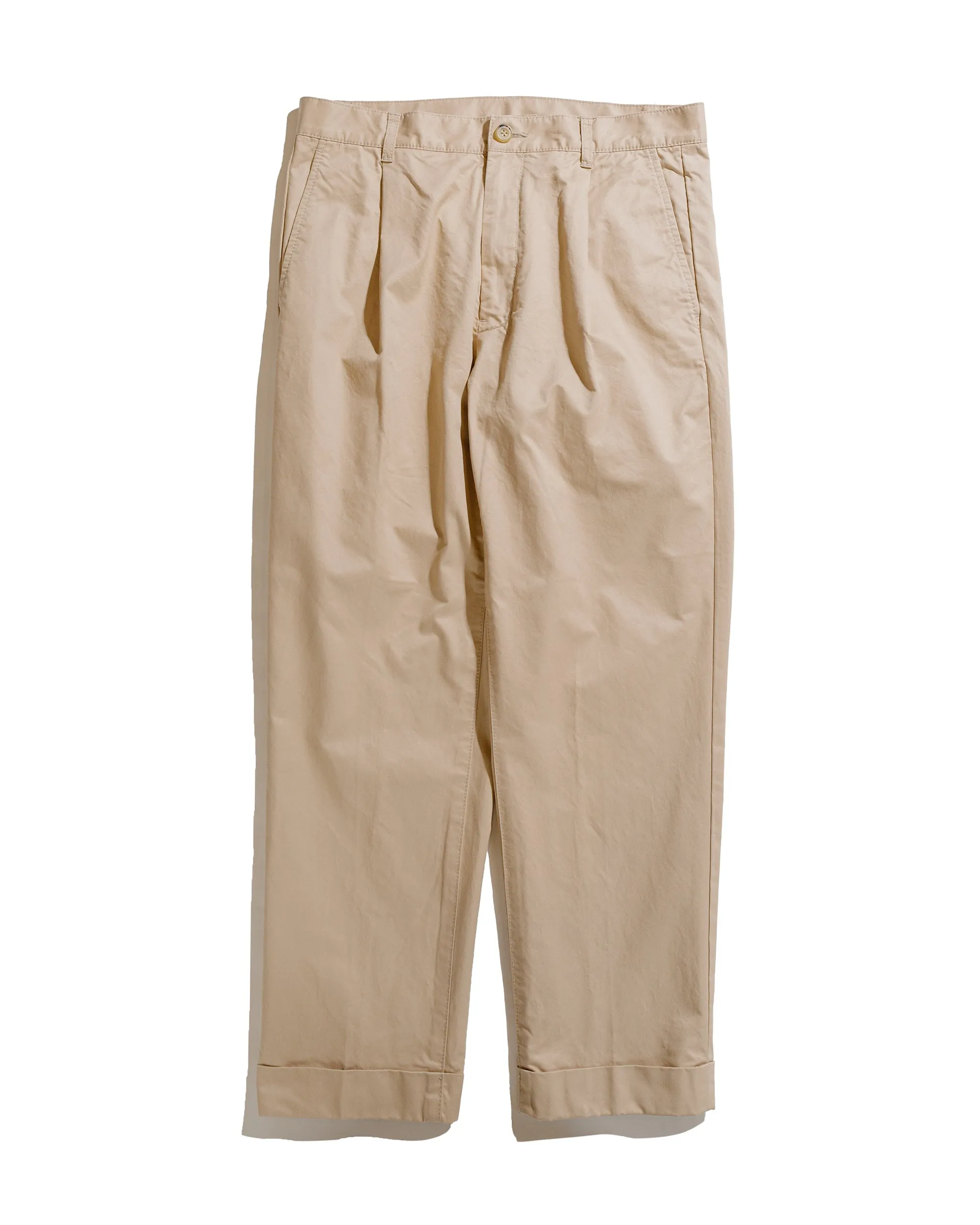 Beams Plus 1Pleat 80/3 Twill Beige Upper Embellishment Tassel Detail