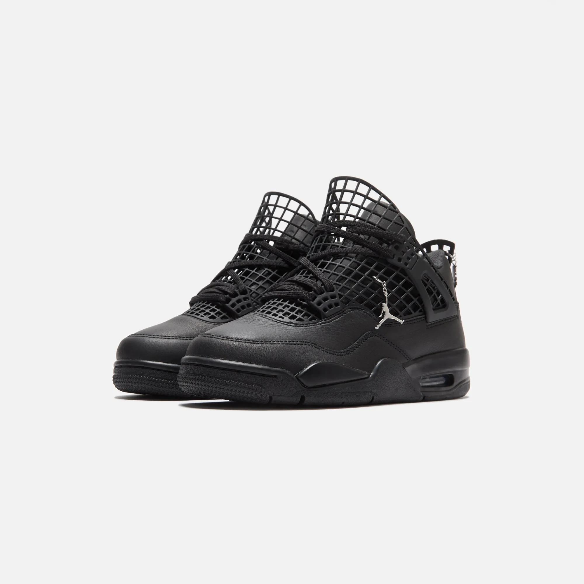 Leather Slippers Nike Wmns Air Jordan 4 Net - Black / Metallic Silver