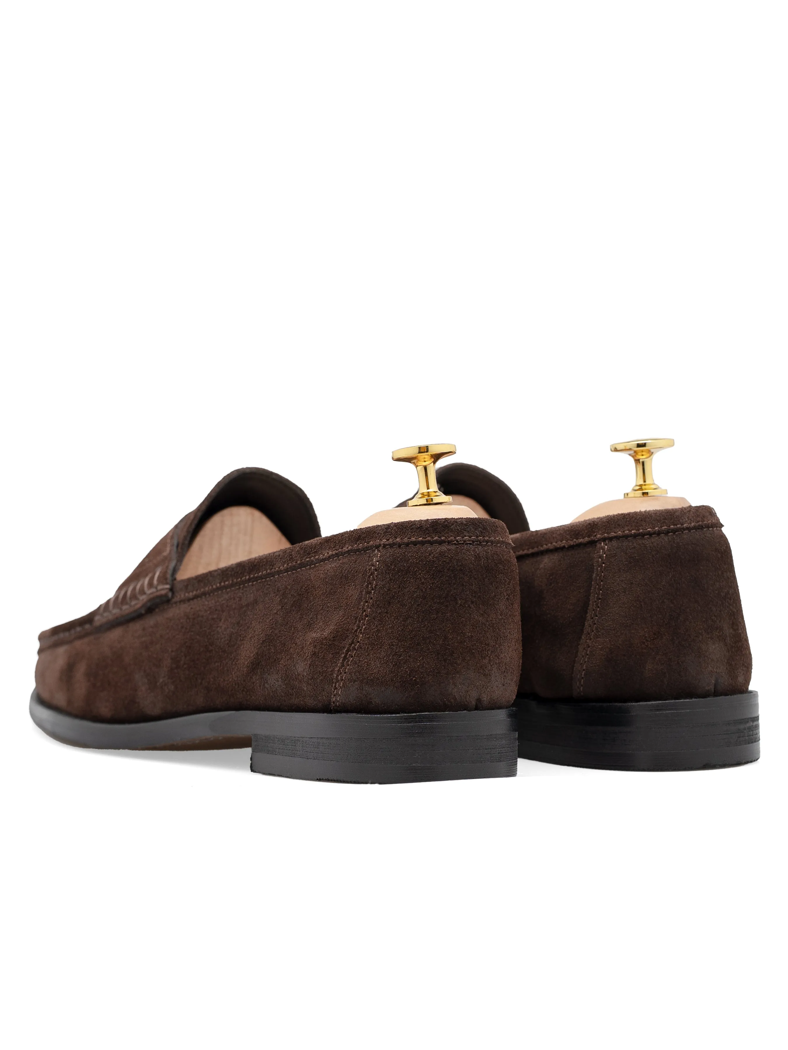 Penny Moccasin Loafer - Tobacco Brown Suede Leather Patterned Slippers Bargain