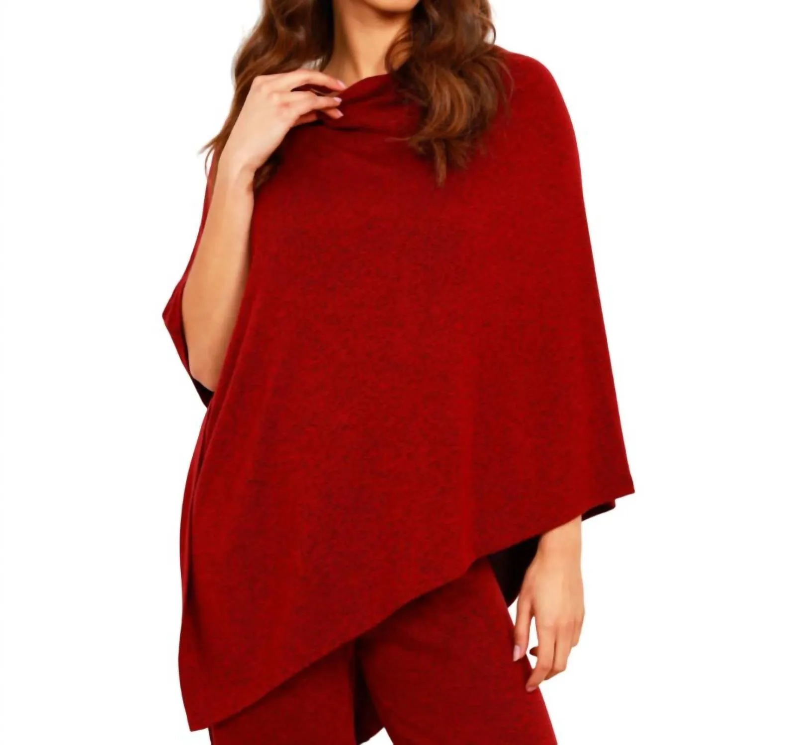 Poncho asymétrique solide en vin