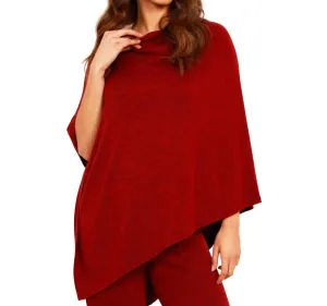 Poncho asymétrique solide en vin