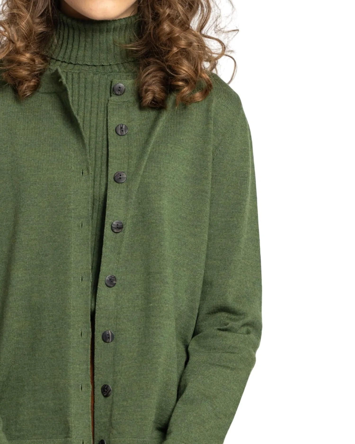 Cardigan uni en vert