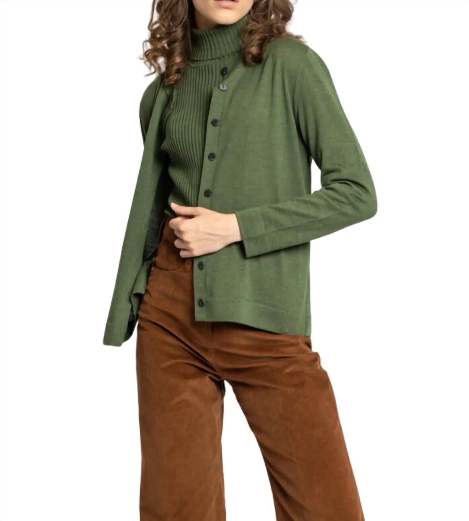 Cardigan uni en vert
