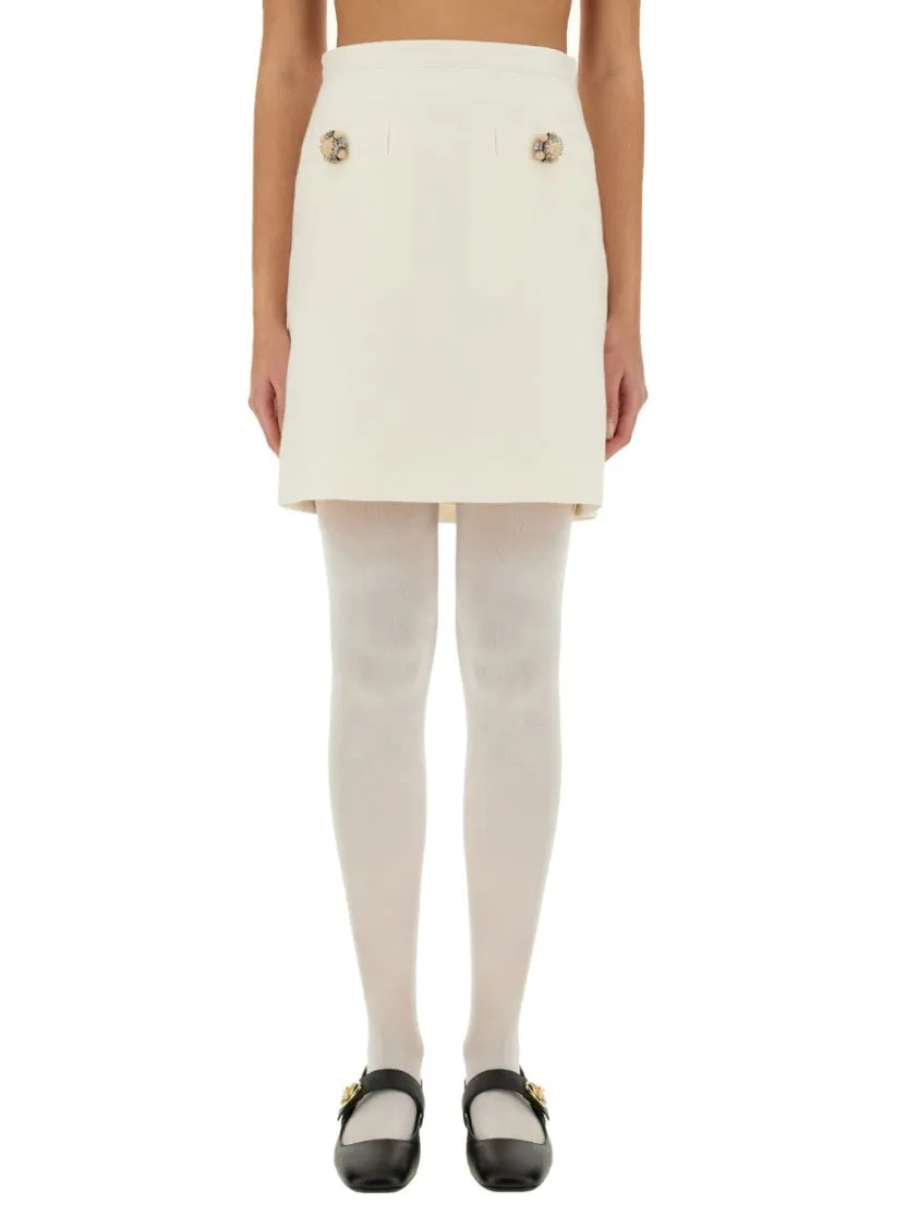Jupe en Crêpe Couture Uni
