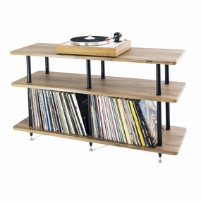 Solidsteel: VL-3 Turntable Shelf   Vinyl Record Storage - Walnut hi-fi DAC amp combo,hi-fi speaker impedance matcher,hi-fi RCA switch