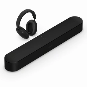 Sonos Personal Entertainment Set with Ace Wireless Noise Canceling Headphones and Beam Smart Sound Bar (Black) hi-fi unbalanced input,hi-fi signal purity,hi-fi acoustic panel