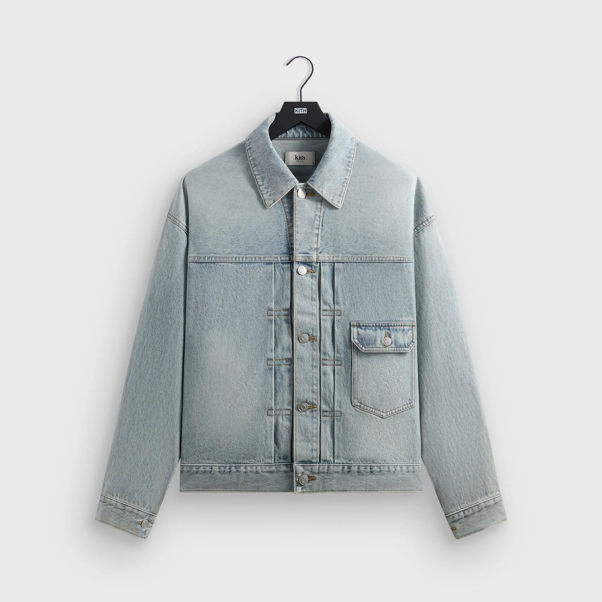 Dye-Sublimation Stretch Faux Leather Kith Alonzo Denim Jacket - Light Indigo