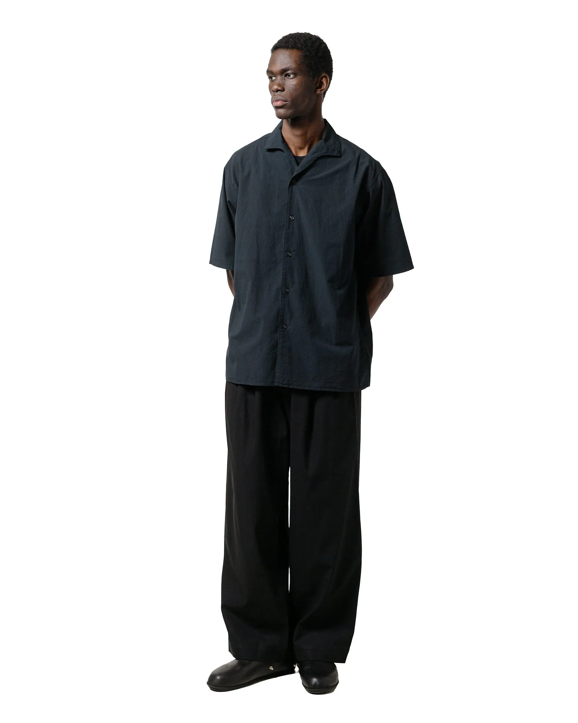Regular Sleeves Markaware Triple Pleated Easy Trousers Organic Giza Voile Yarn Twill Black