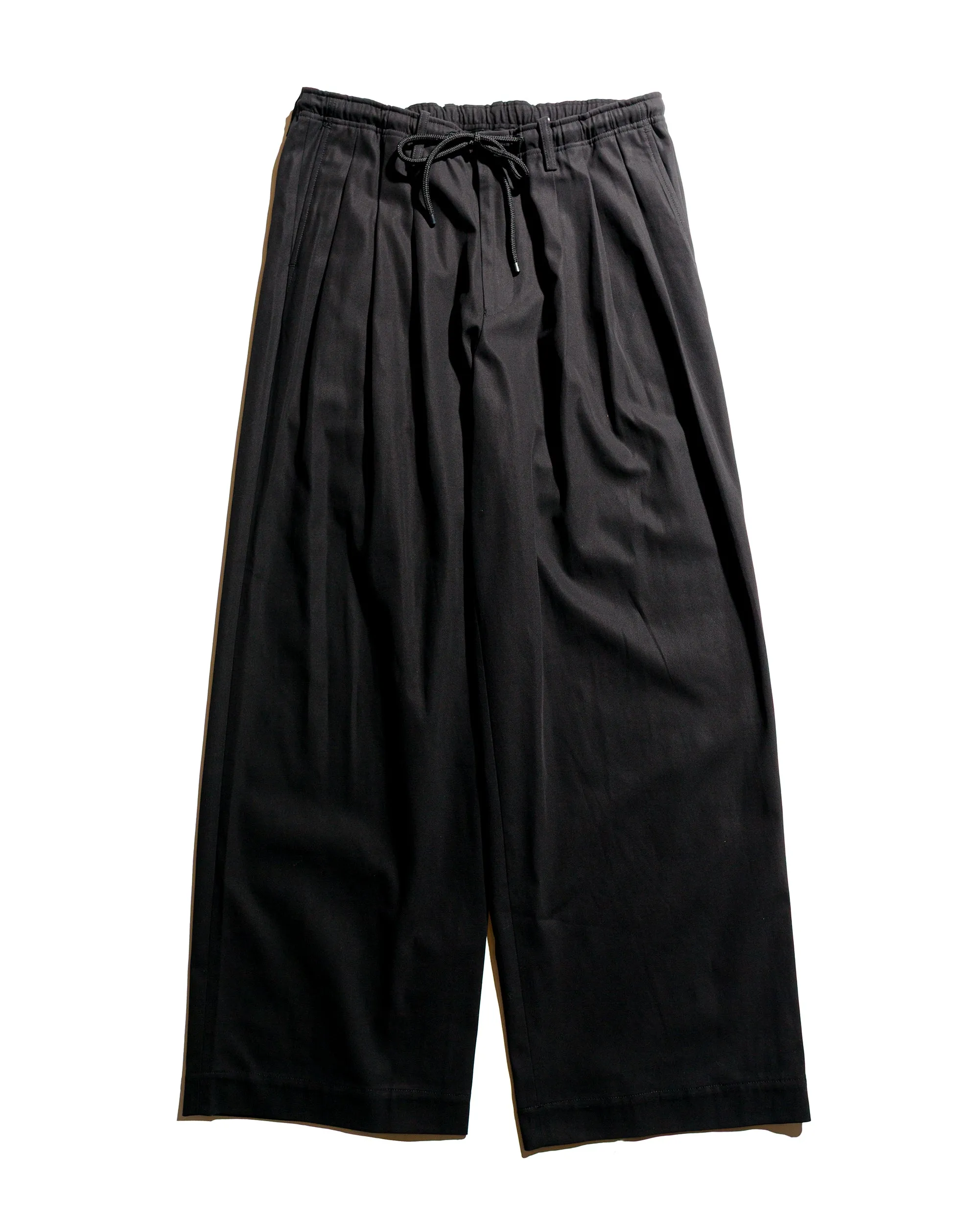 Viscous Markaware Triple Pleated Easy Trousers Organic Giza Voile Yarn Twill Black