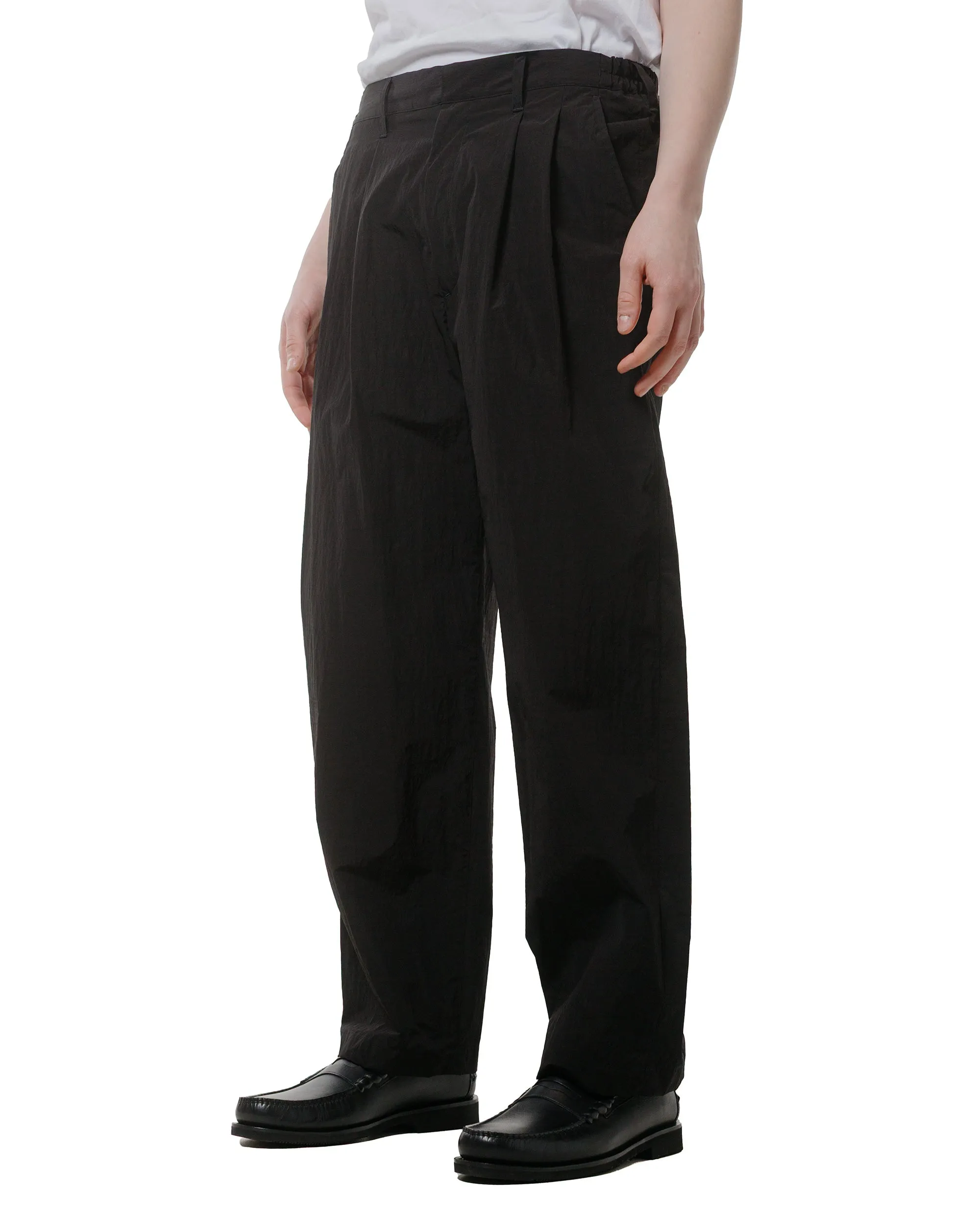 Ssstein Wide Easy Trousers Nylon Black Anti-Leaf Striped Neck