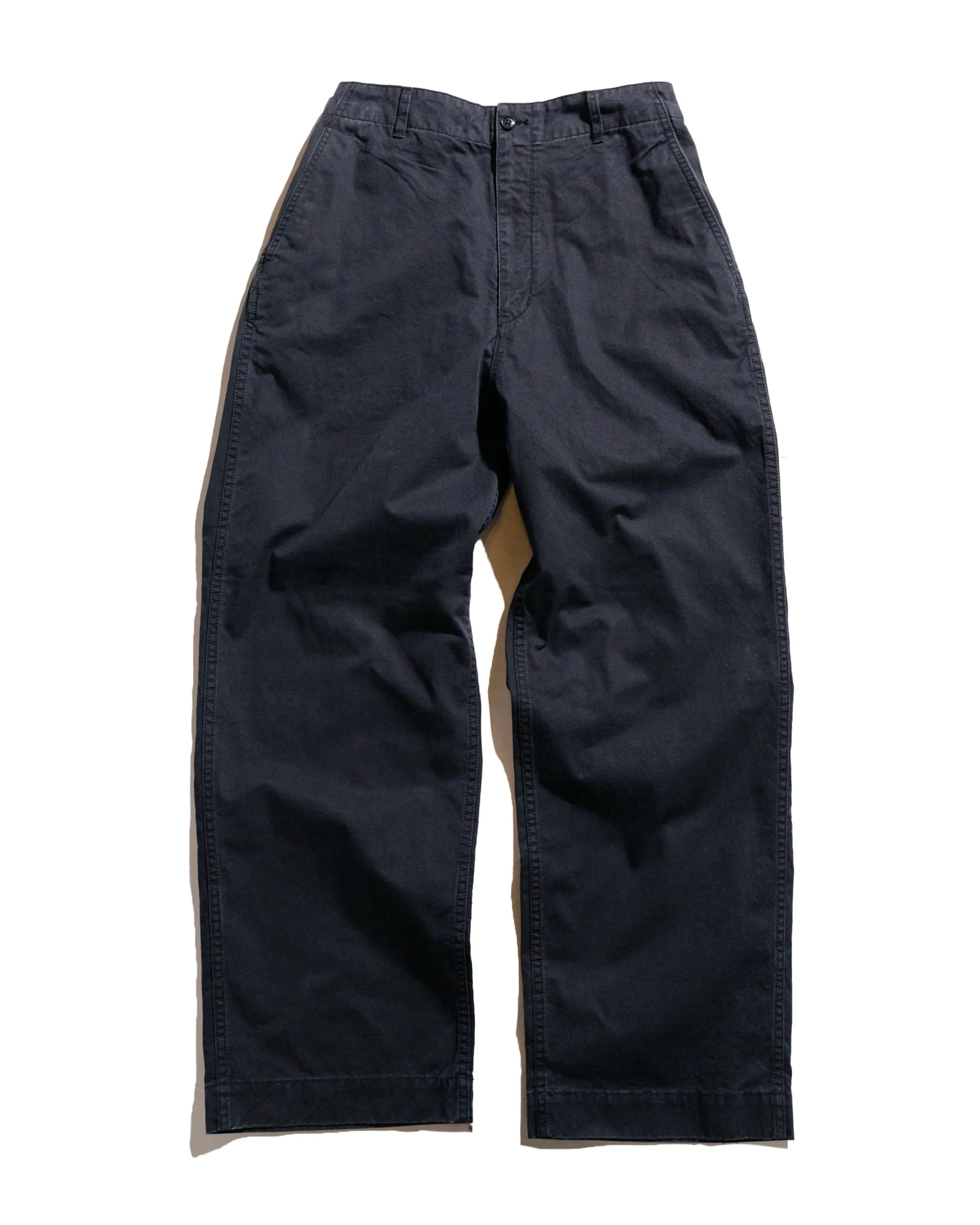 Sage De Cret Cotton Chino Cloth Baggy Pants Navy Elastic Loop Design Detail