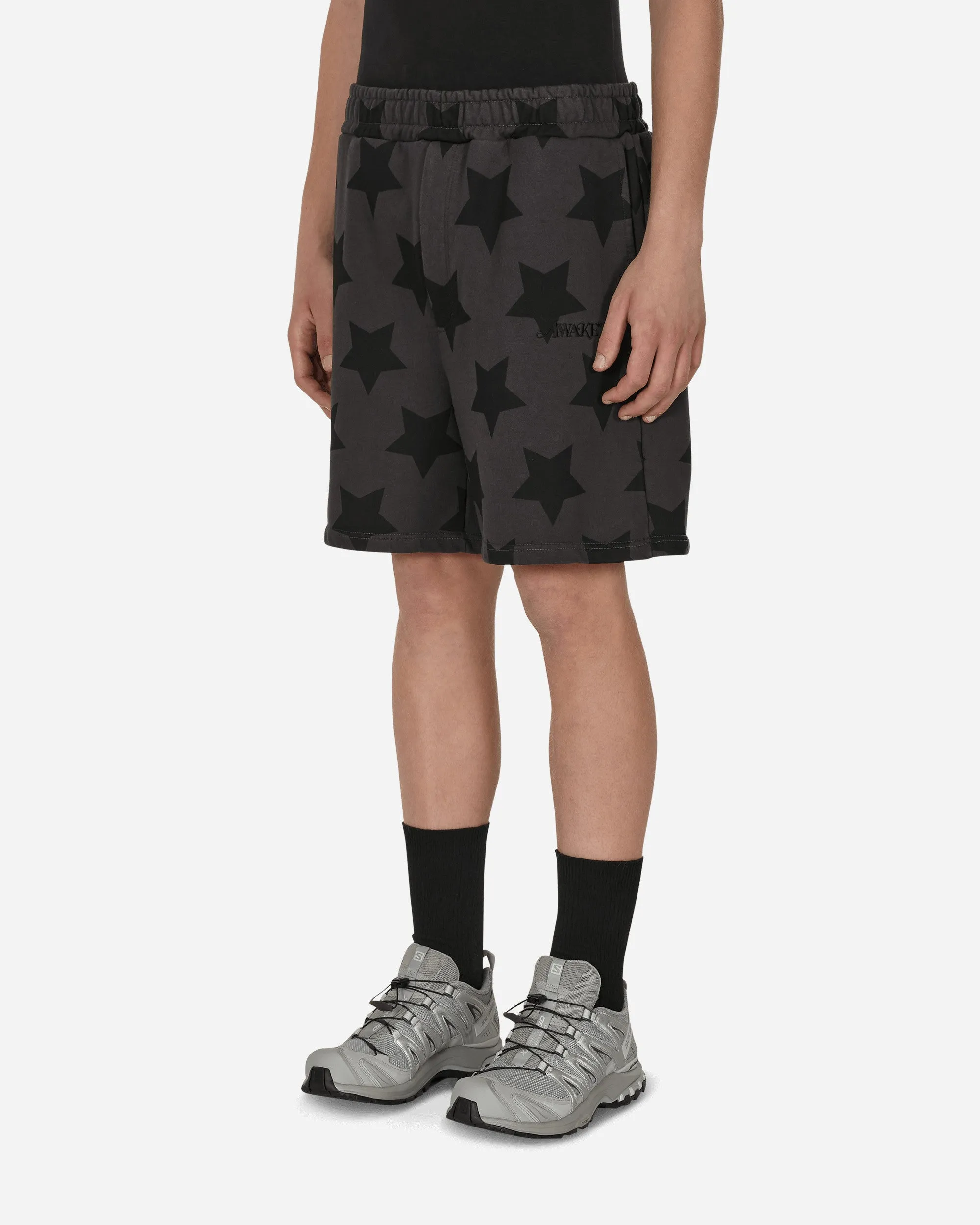 Star Printed Sweatshorts Grey Gradient Trim