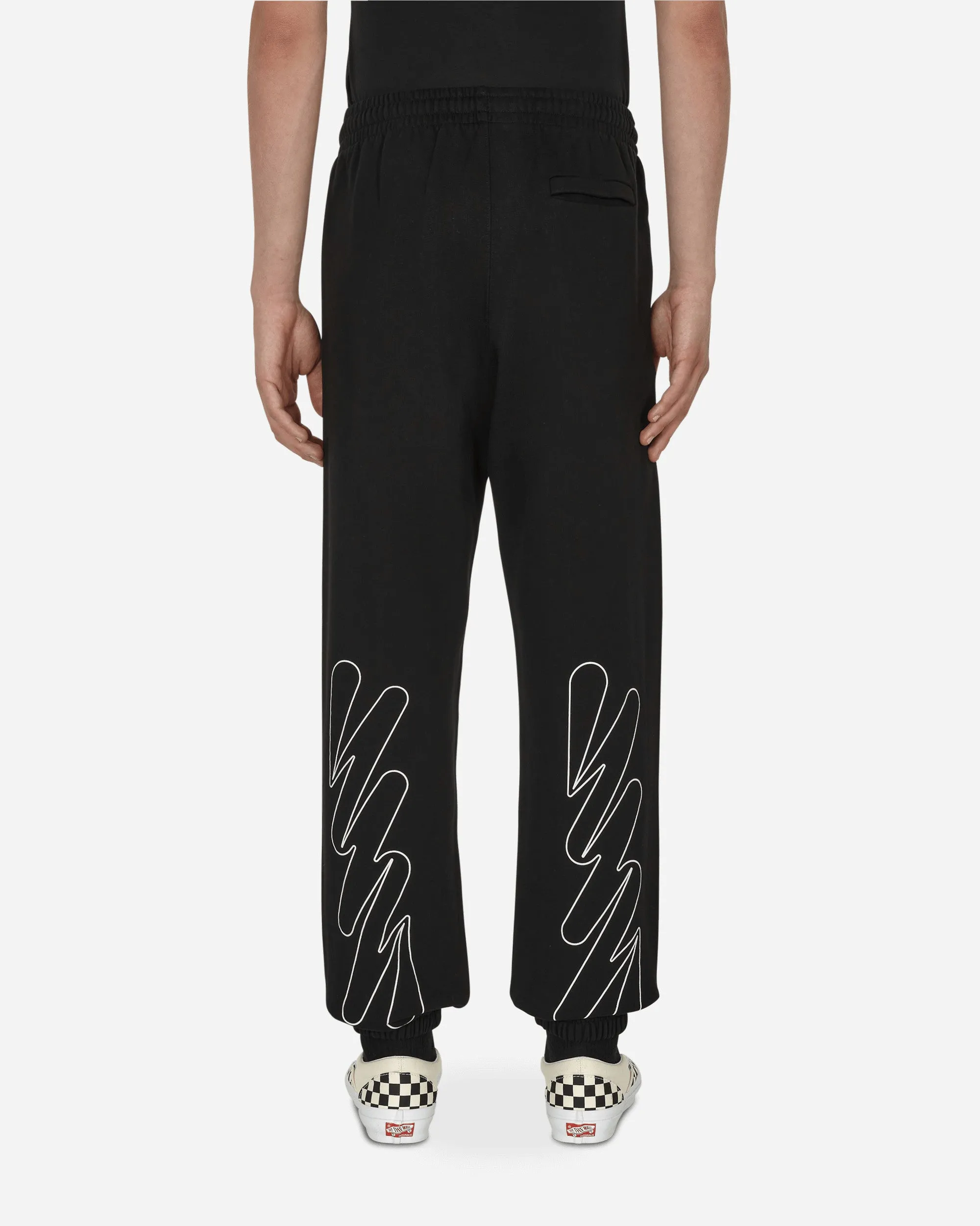 Strong Support Logo Printing Wave Outline Diag Slim Sweatpants Black