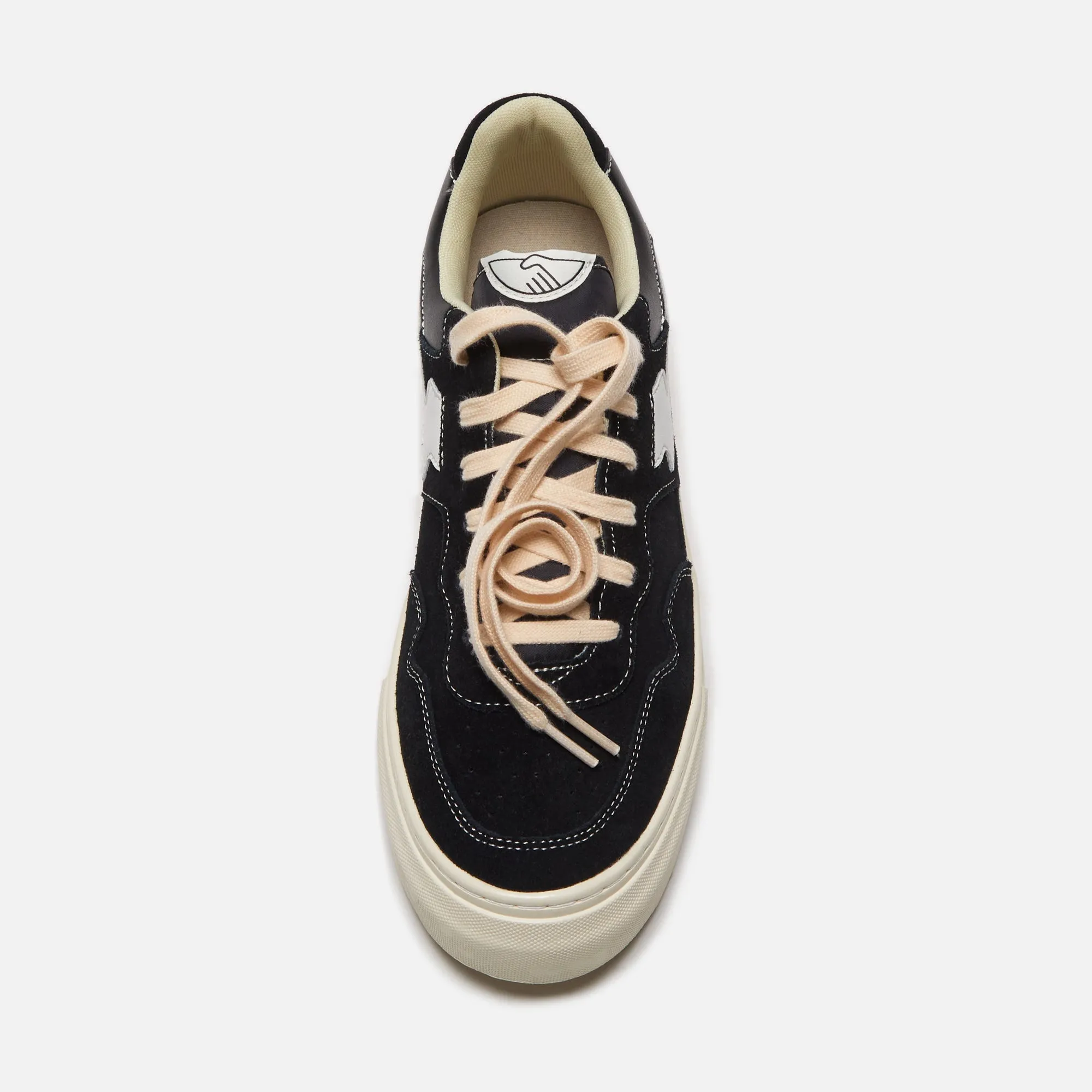 Stepney Workers Club Pearl S-Strike Suede - Black / White Zipper Flats Ribbed Leather