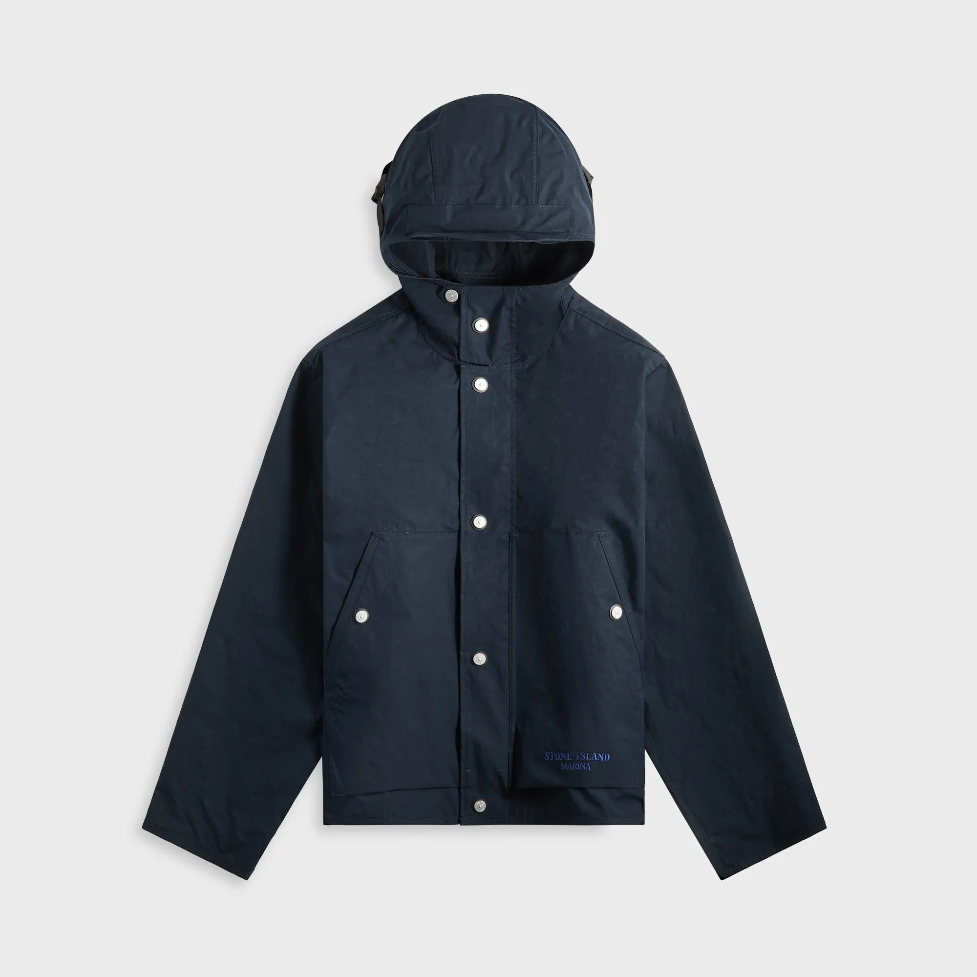 Blanket Stitch Durable Stitching Seam Stone Island Aluminum Tela Marina Short Parka - Navy Blue