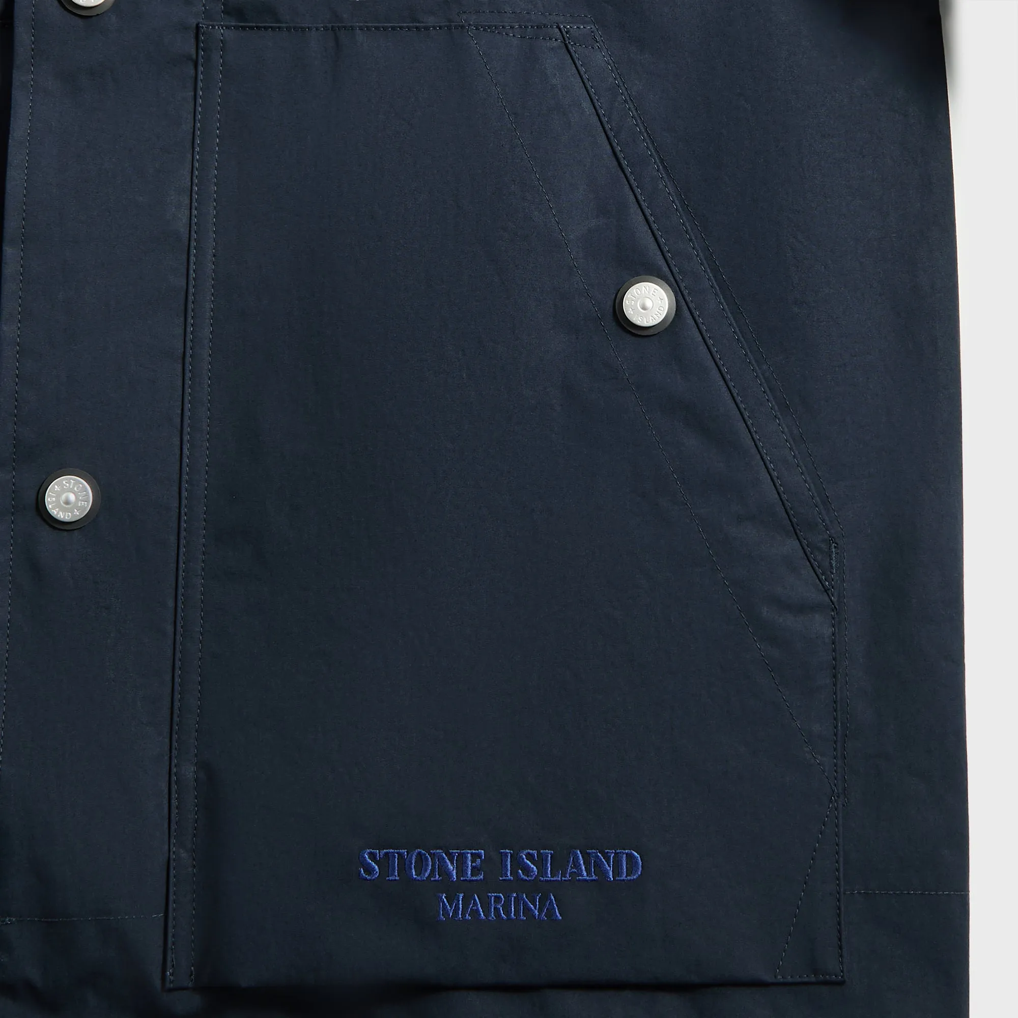 Stone Island Aluminum Tela Marina Short Parka - Navy Blue Operational Snap - Through