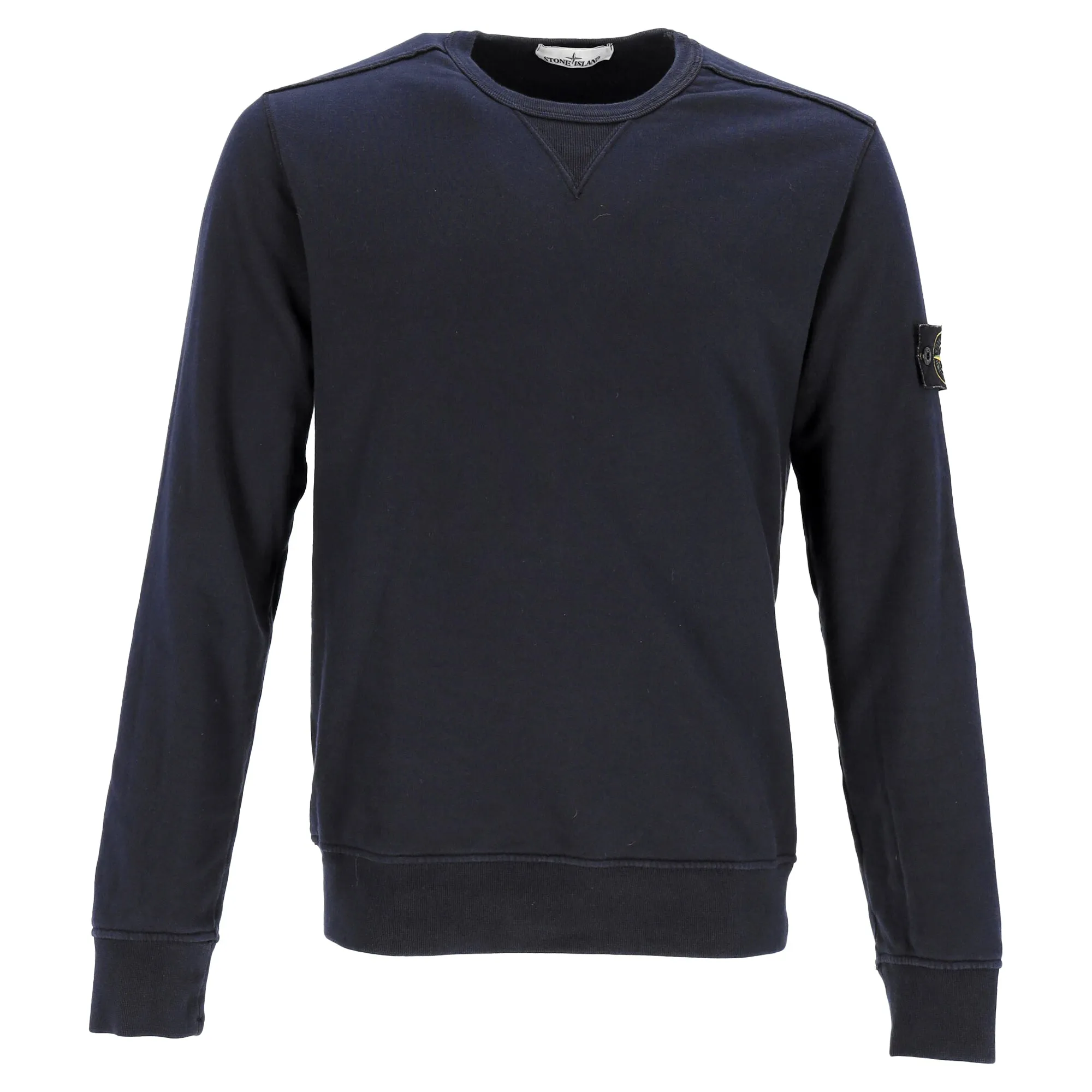 Pull Stone Island avec badge boussole en coton bleu marine