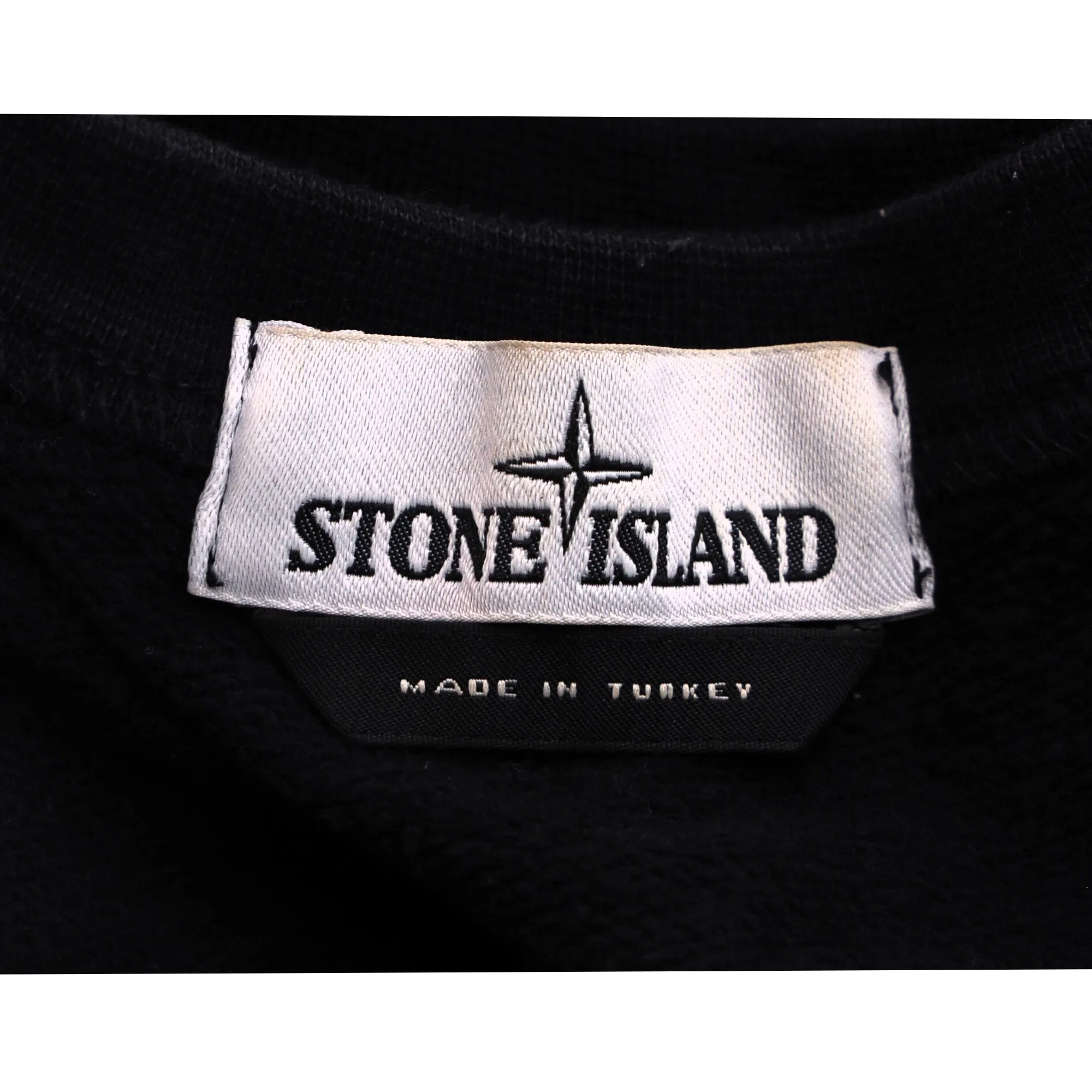Pull en coton noir avec écusson Stone Island