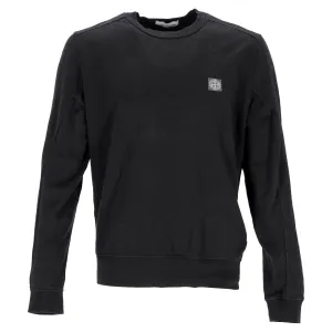 Pull en coton noir avec écusson Stone Island
