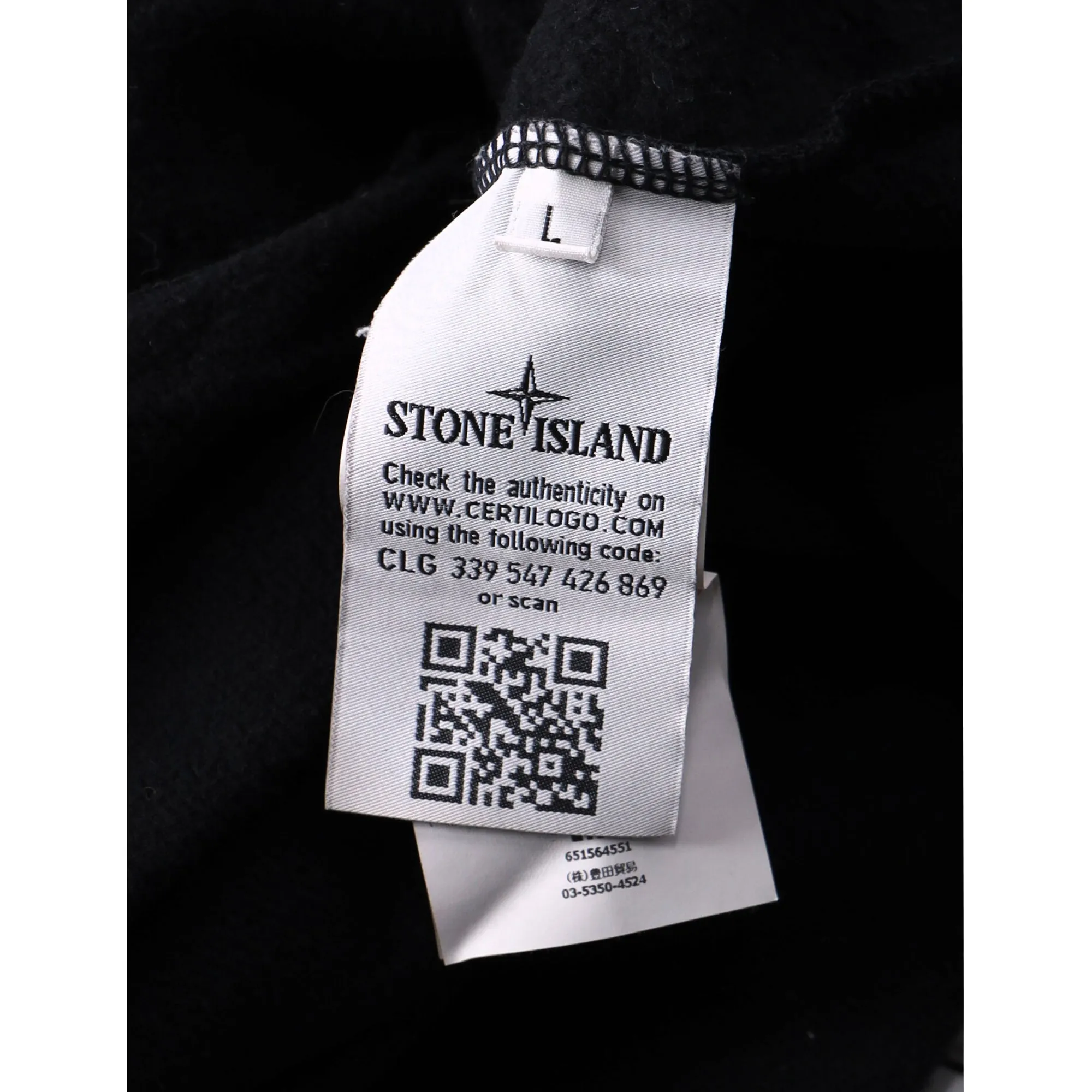 Pull en coton noir avec écusson Stone Island