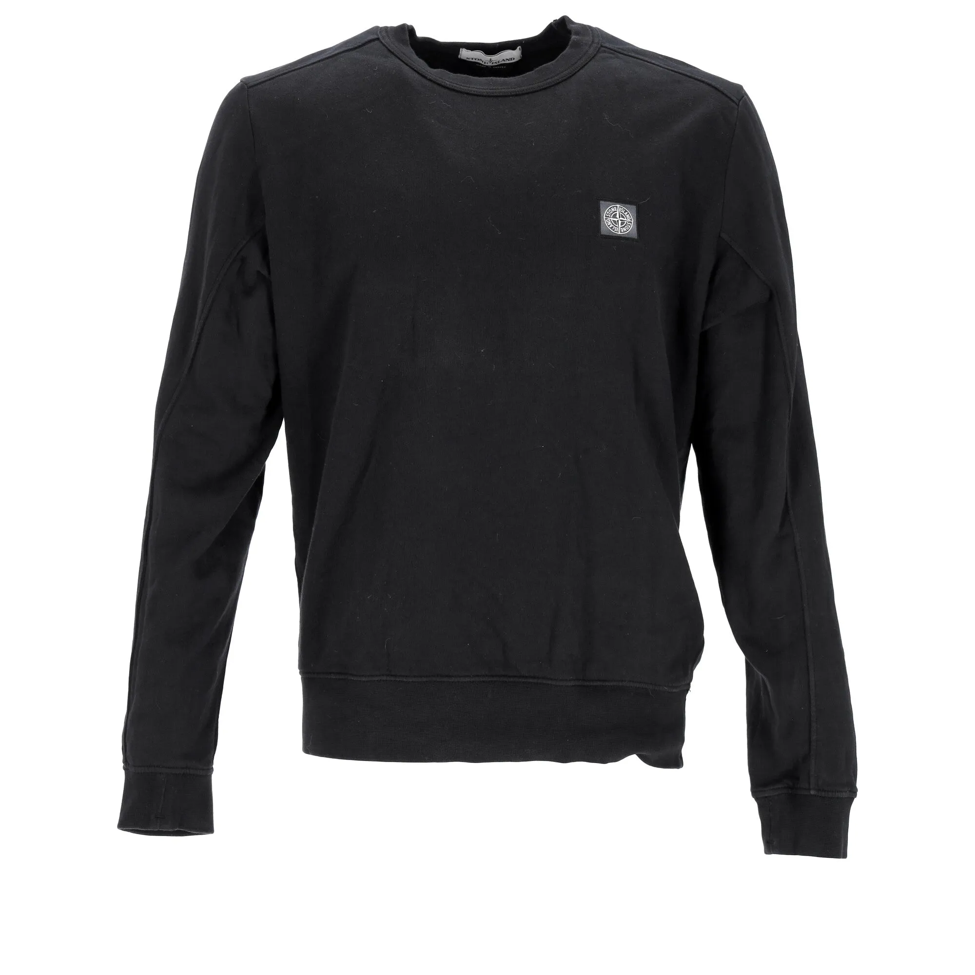 Pull en coton noir avec écusson Stone Island